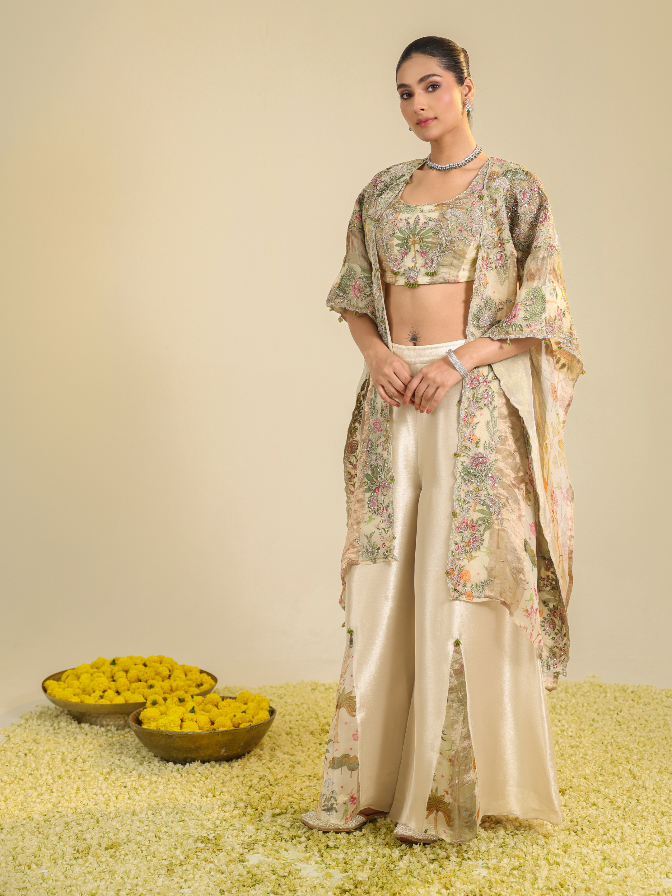 Multi Color Tropical Print Coord Set