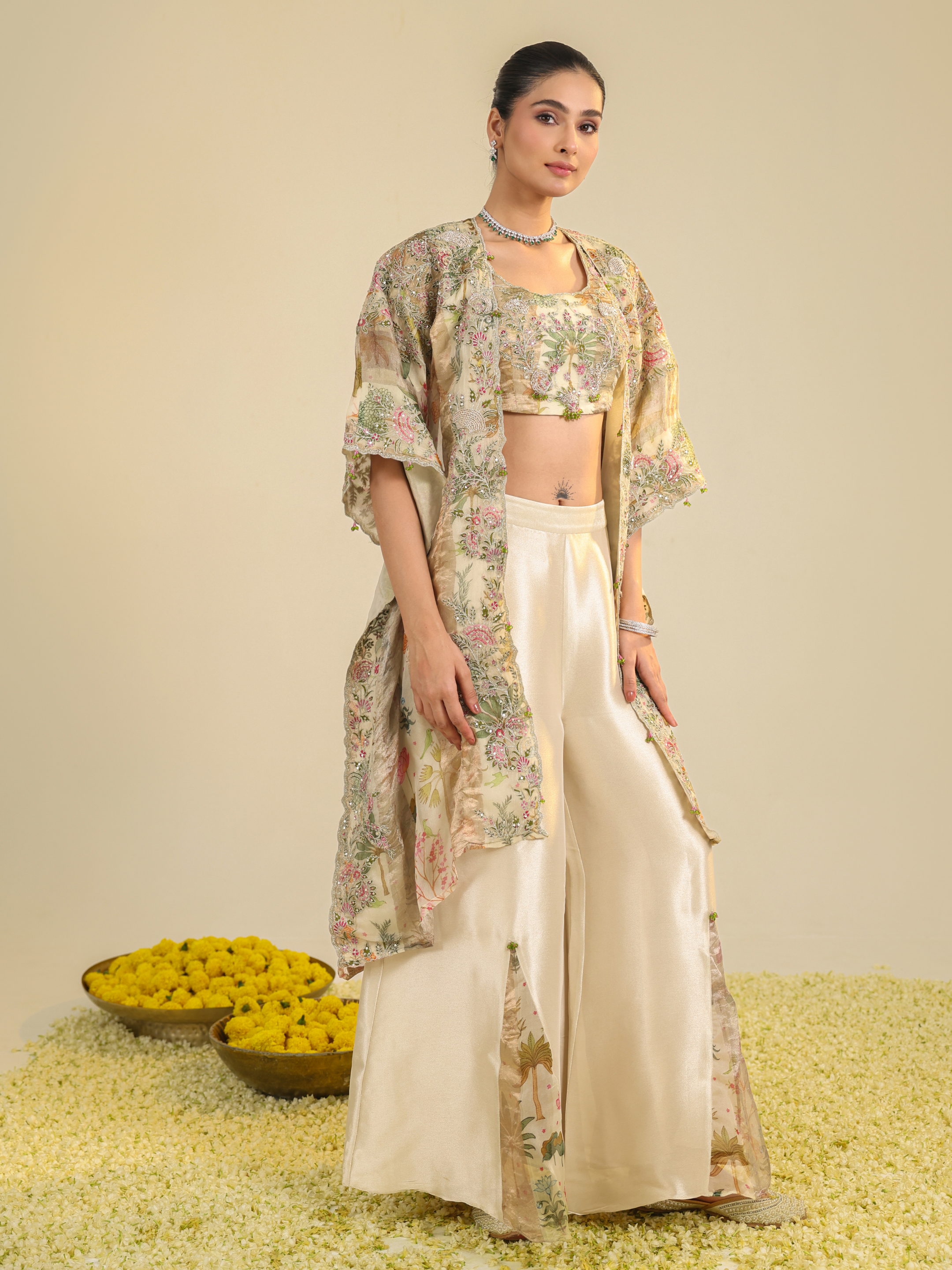 Multi Color Tropical Print Coord Set