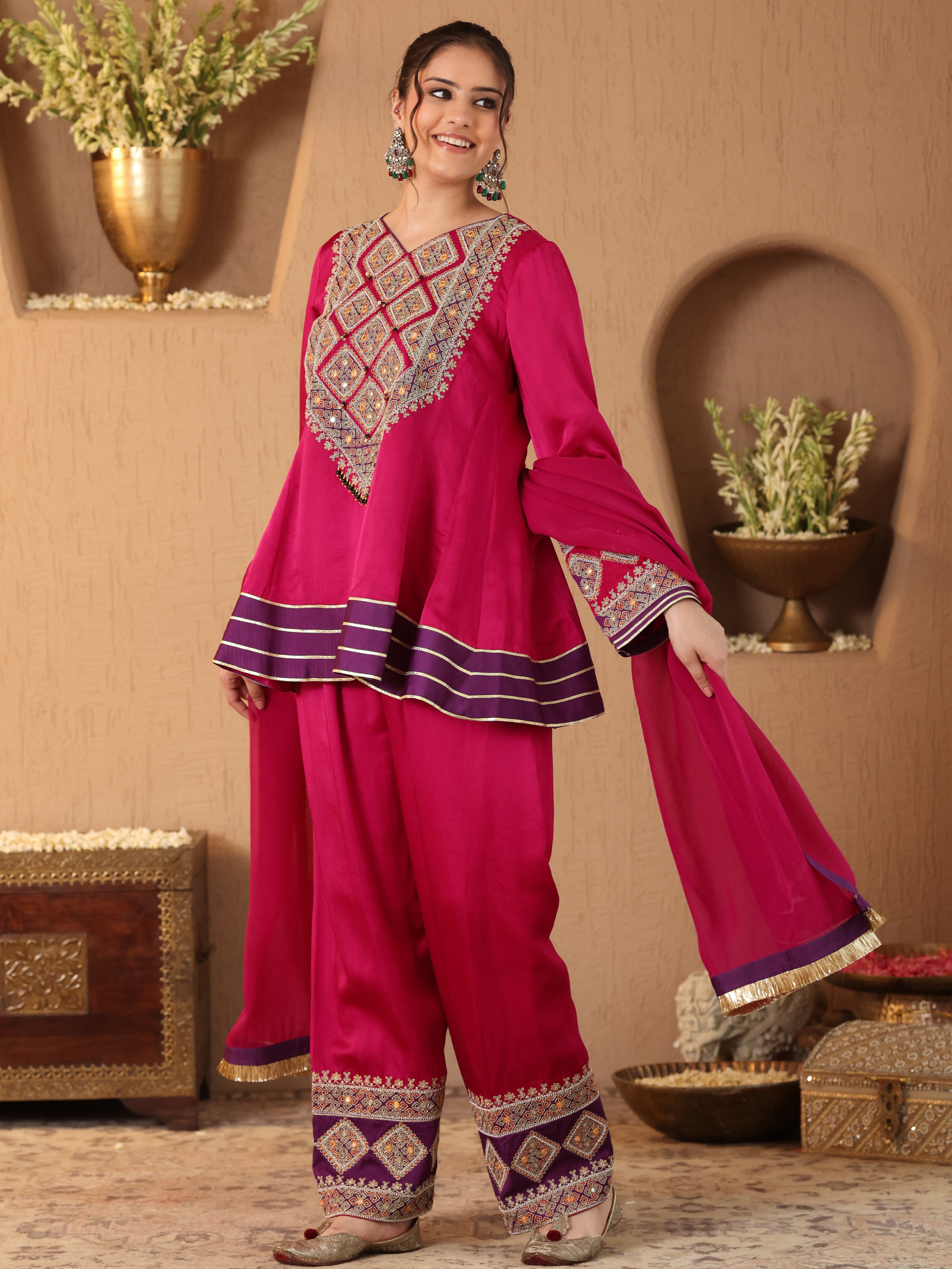 Rani Pink Purple Shiddat Kurta Set