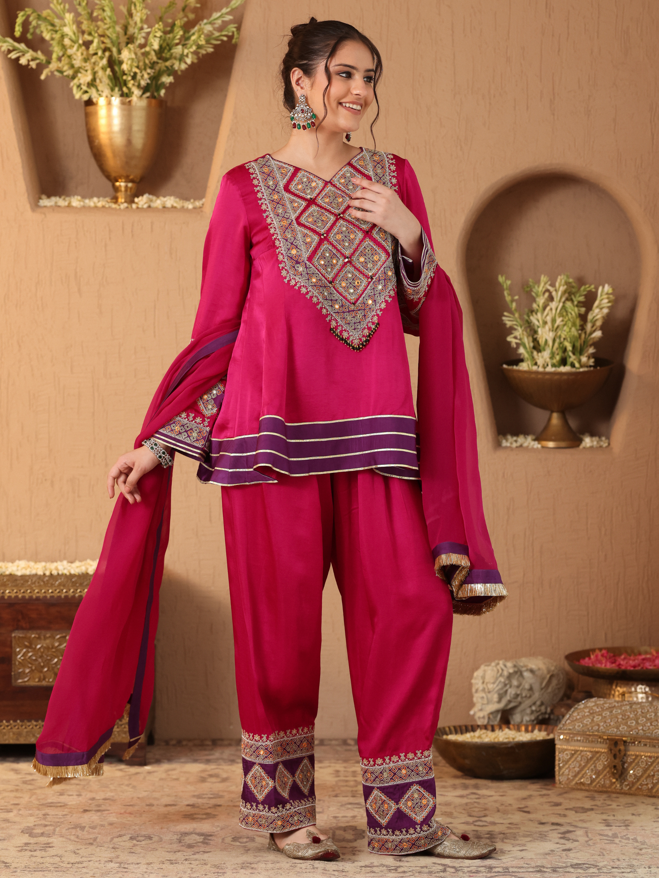 Rani Pink Purple Shiddat Kurta Set
