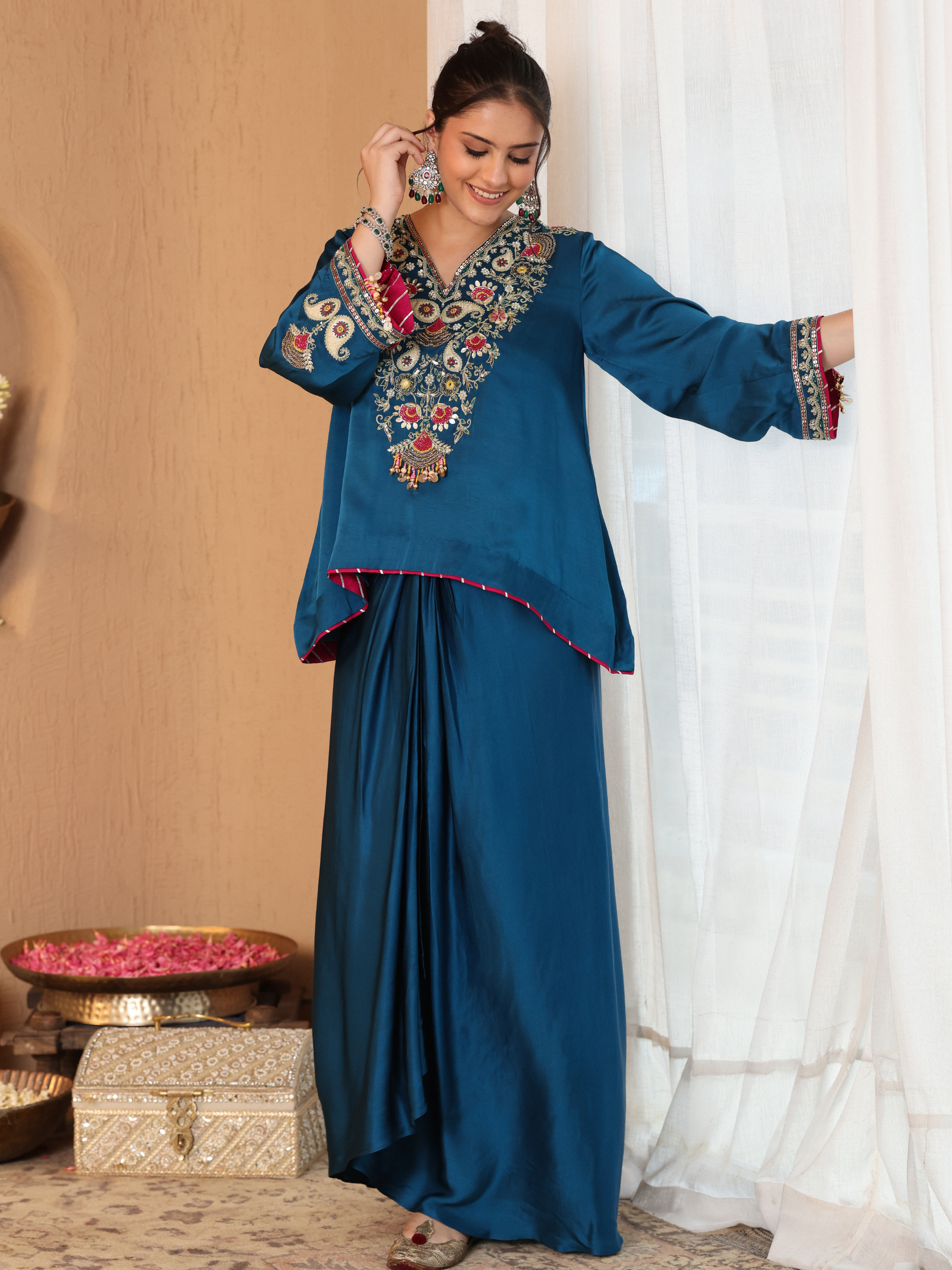 Turquoise Blue Gulrez Co-ord Set
