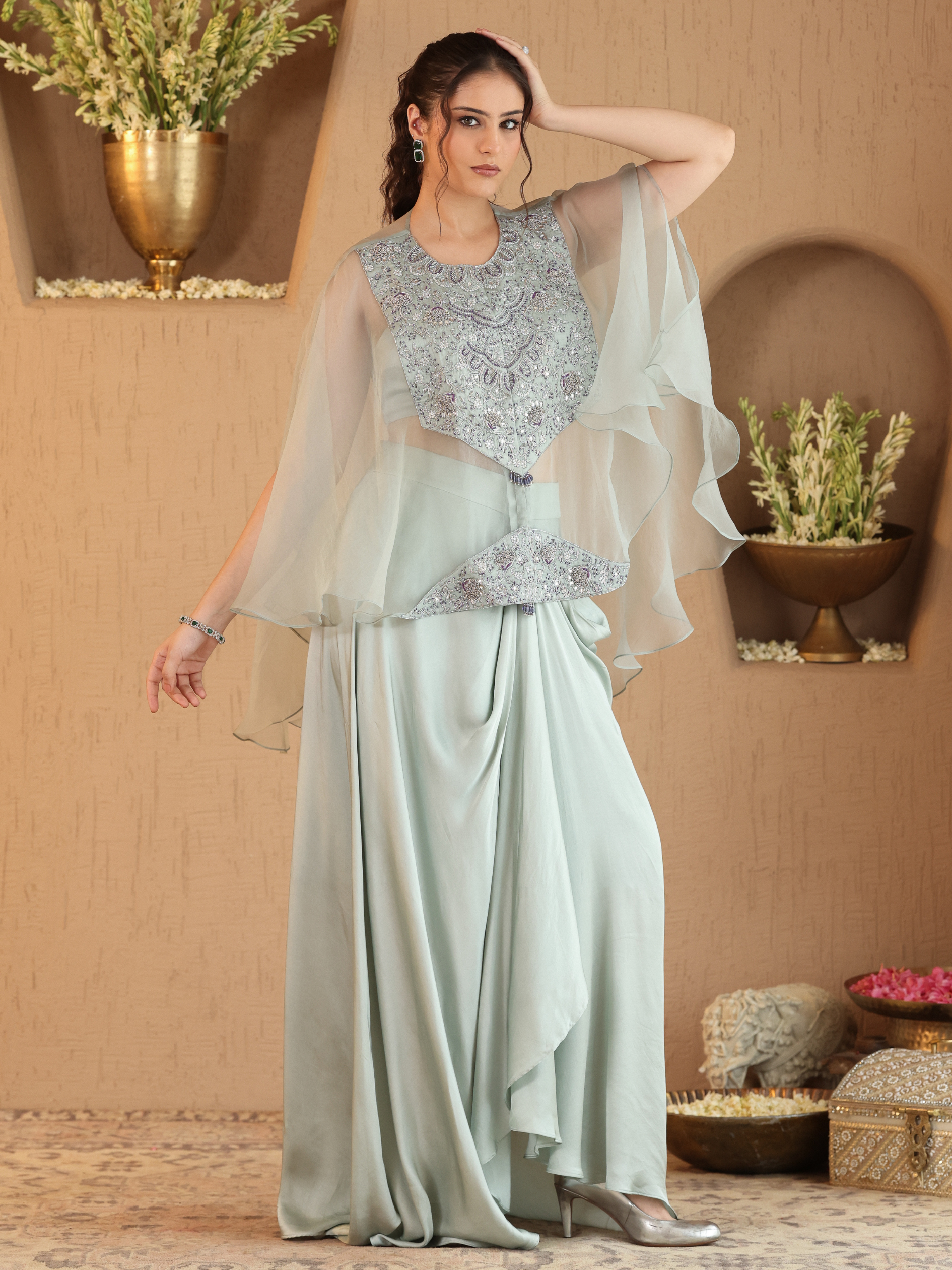 Soft Mint Green Ivara Dhoti Set