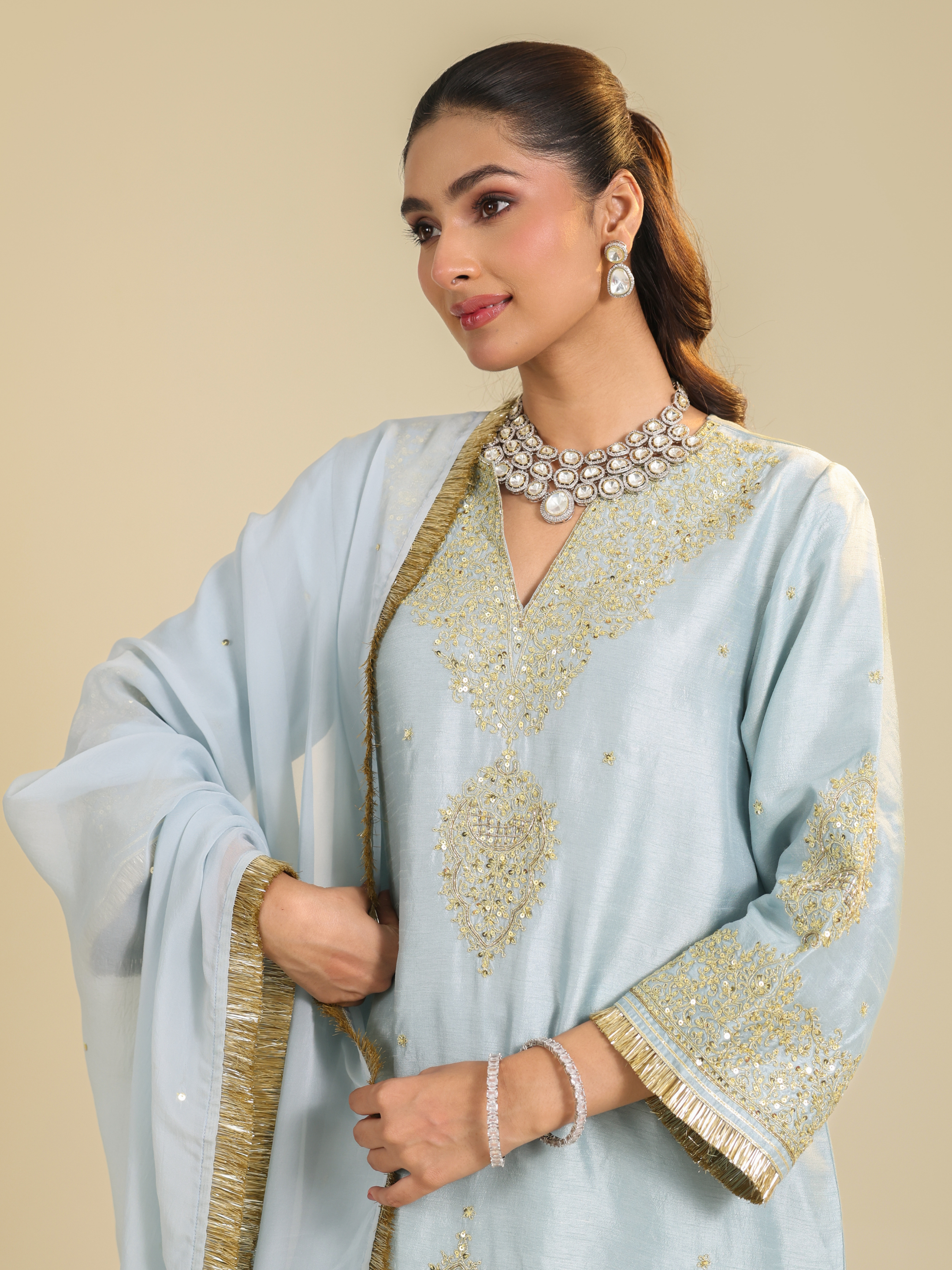 Gulmarg Powder Blue Kurta Set