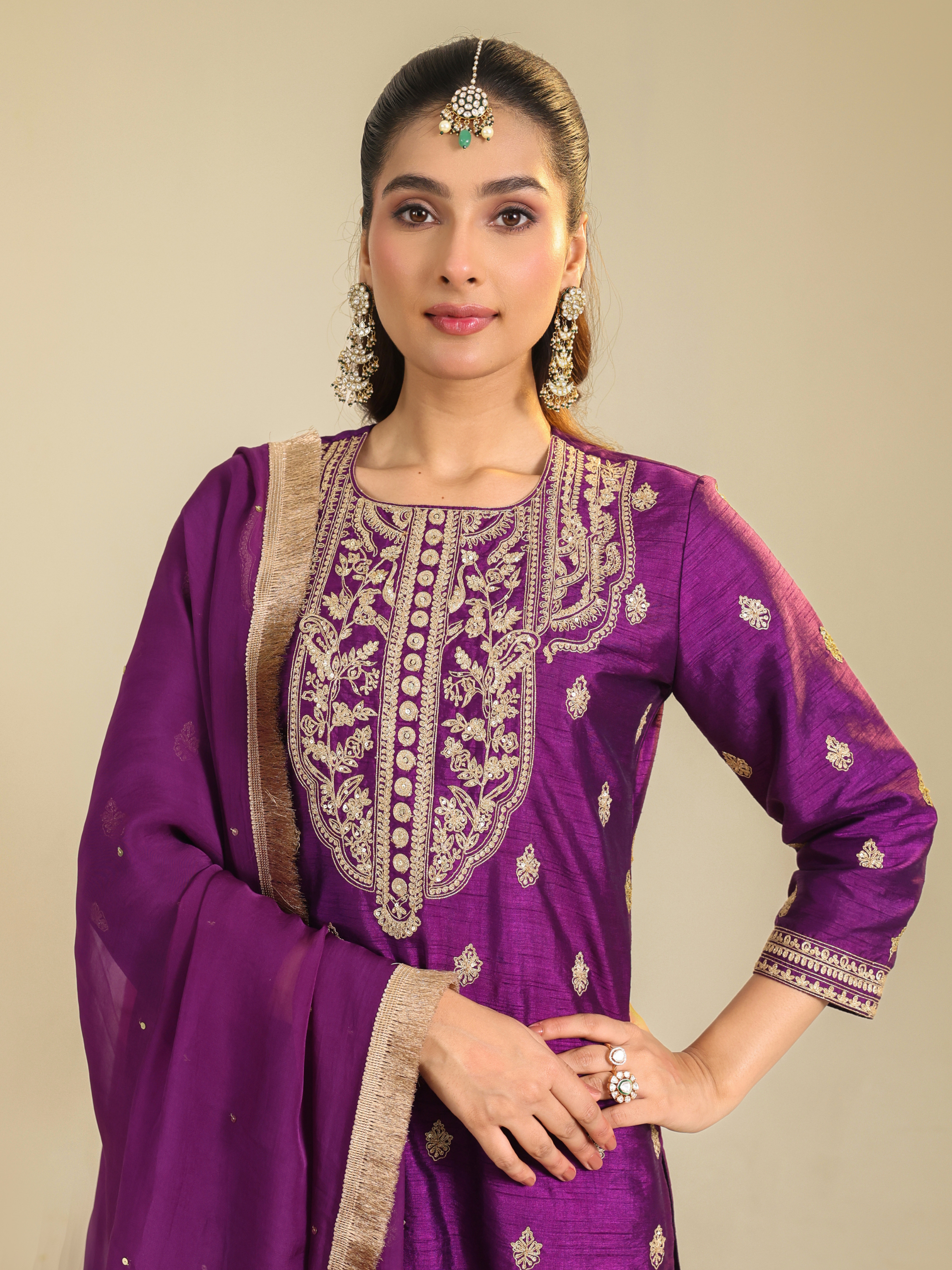 Purple Muktalif Kurta Set