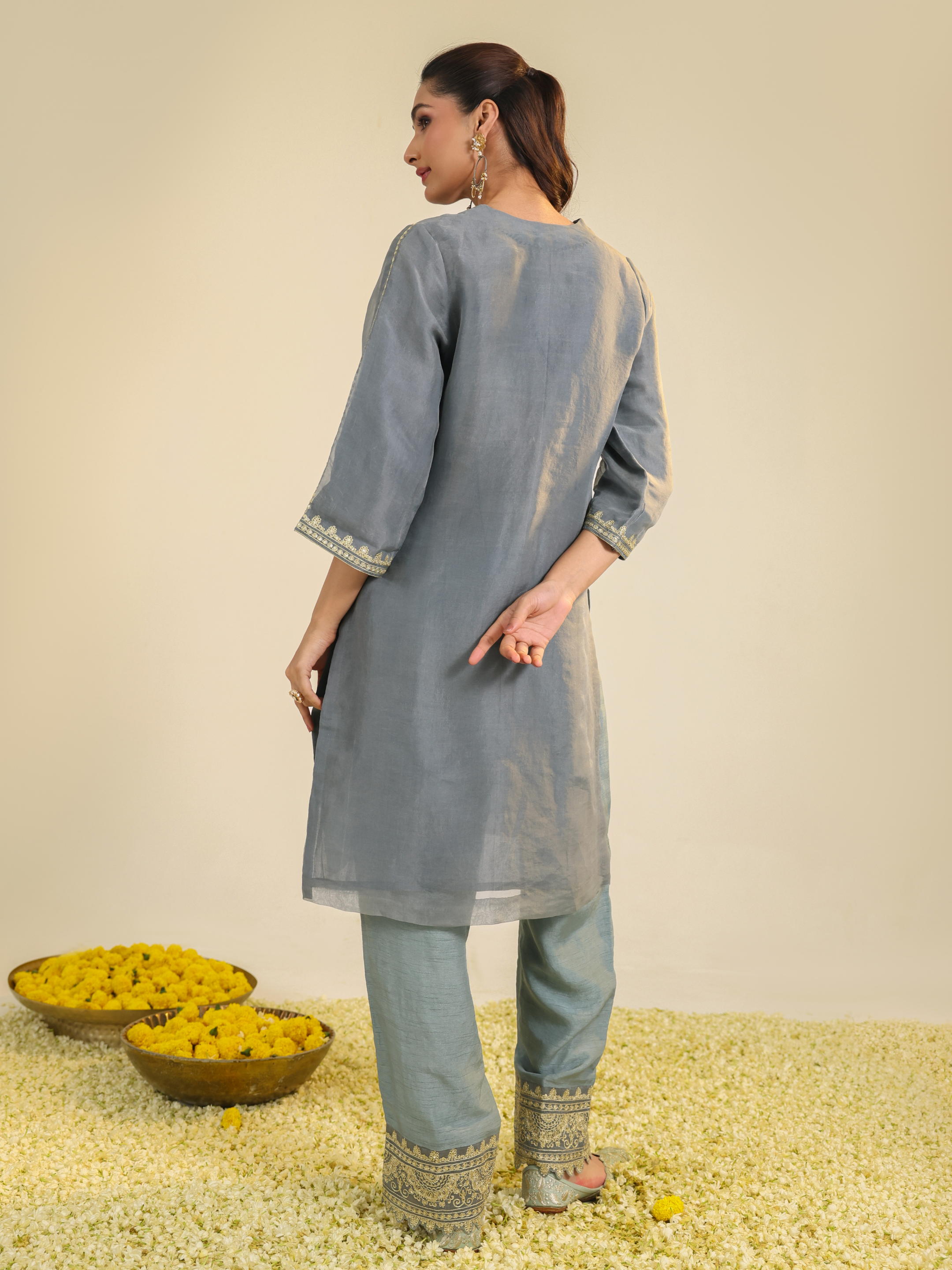 Mist Blue Janki Scalloped Kurta Set