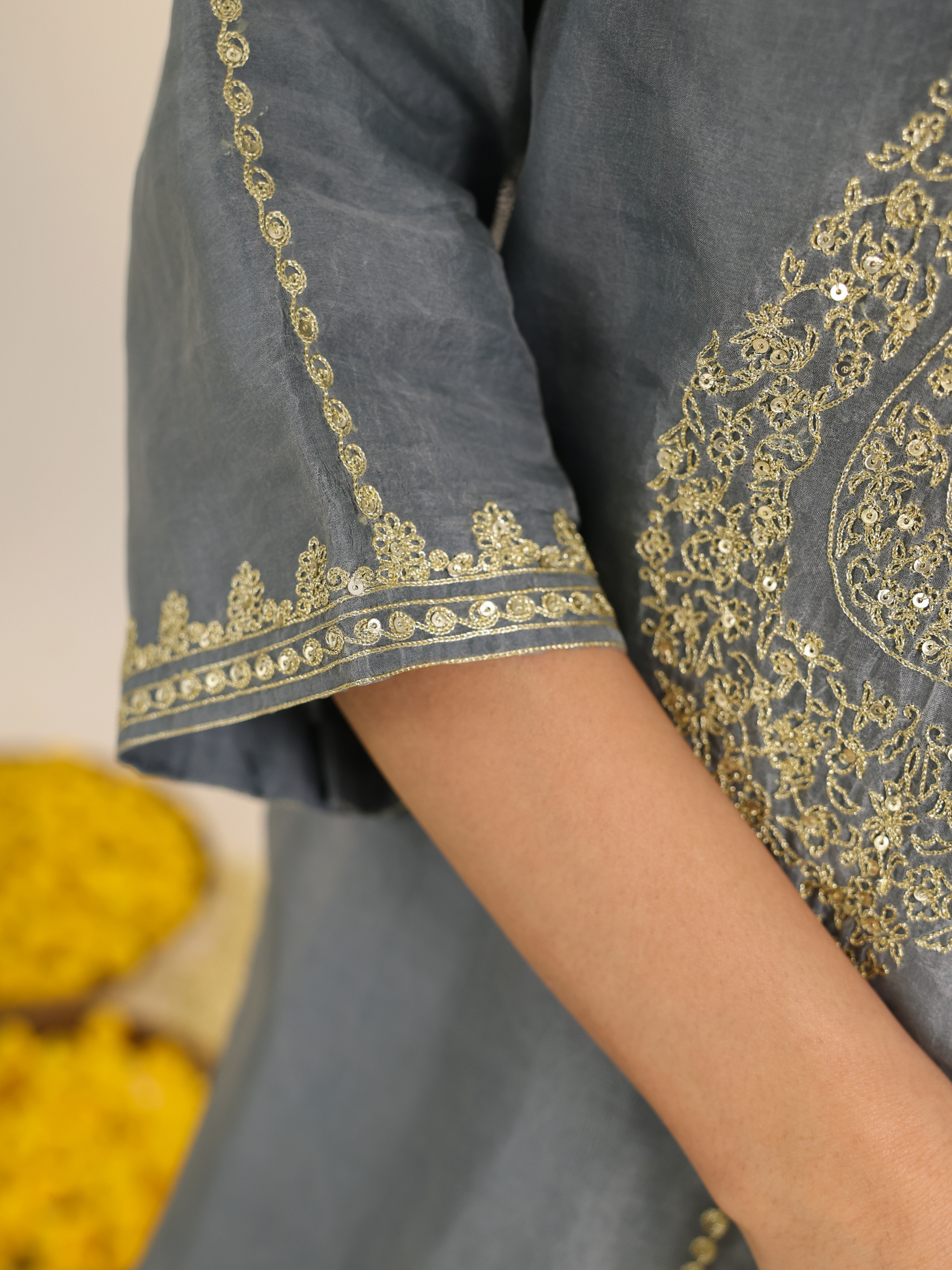 Mist Blue Janki Scalloped Kurta Set