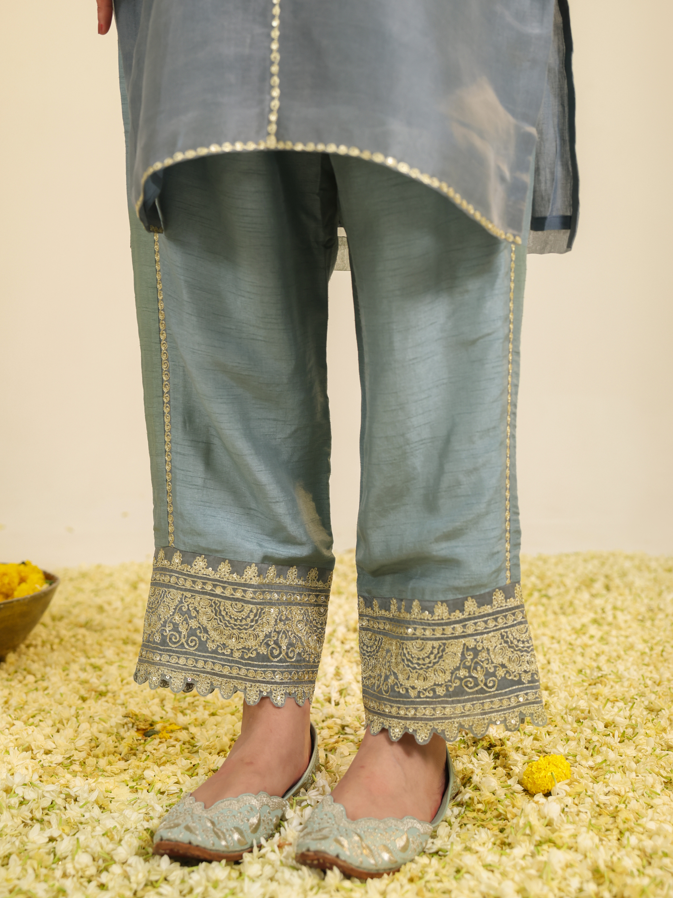 Mist Blue Janki Scalloped Kurta Set
