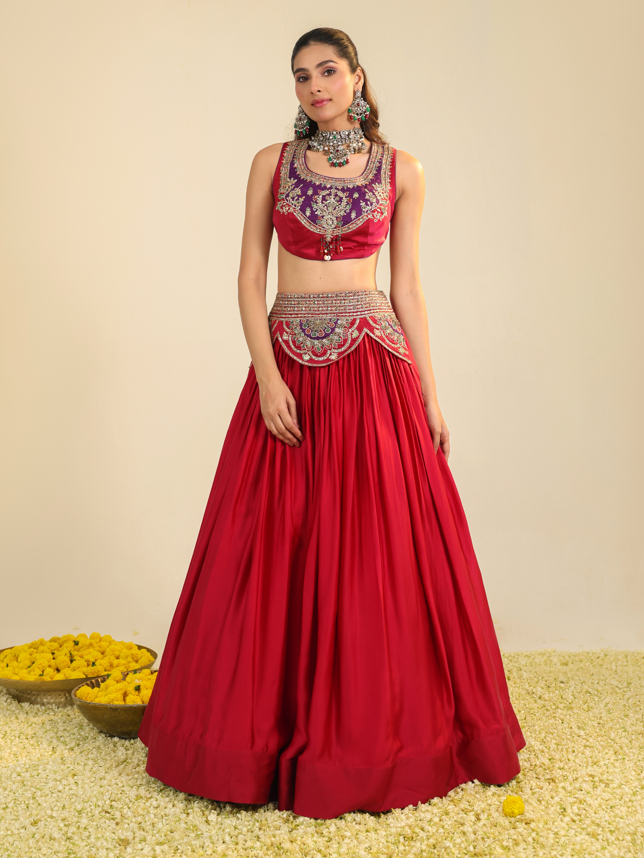 Deep Red Ira Lehenga Set
