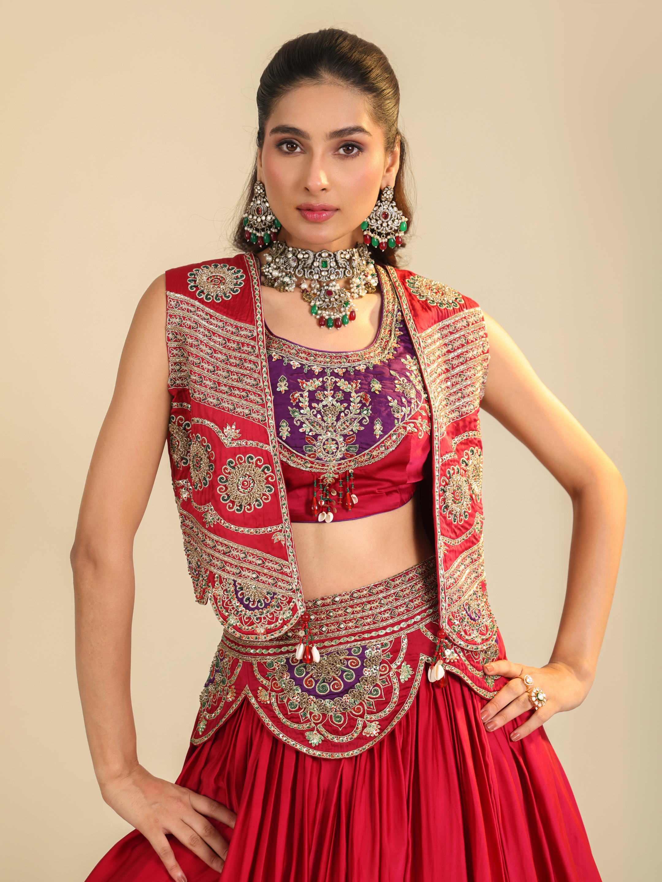 Deep Red Ira Lehenga Set