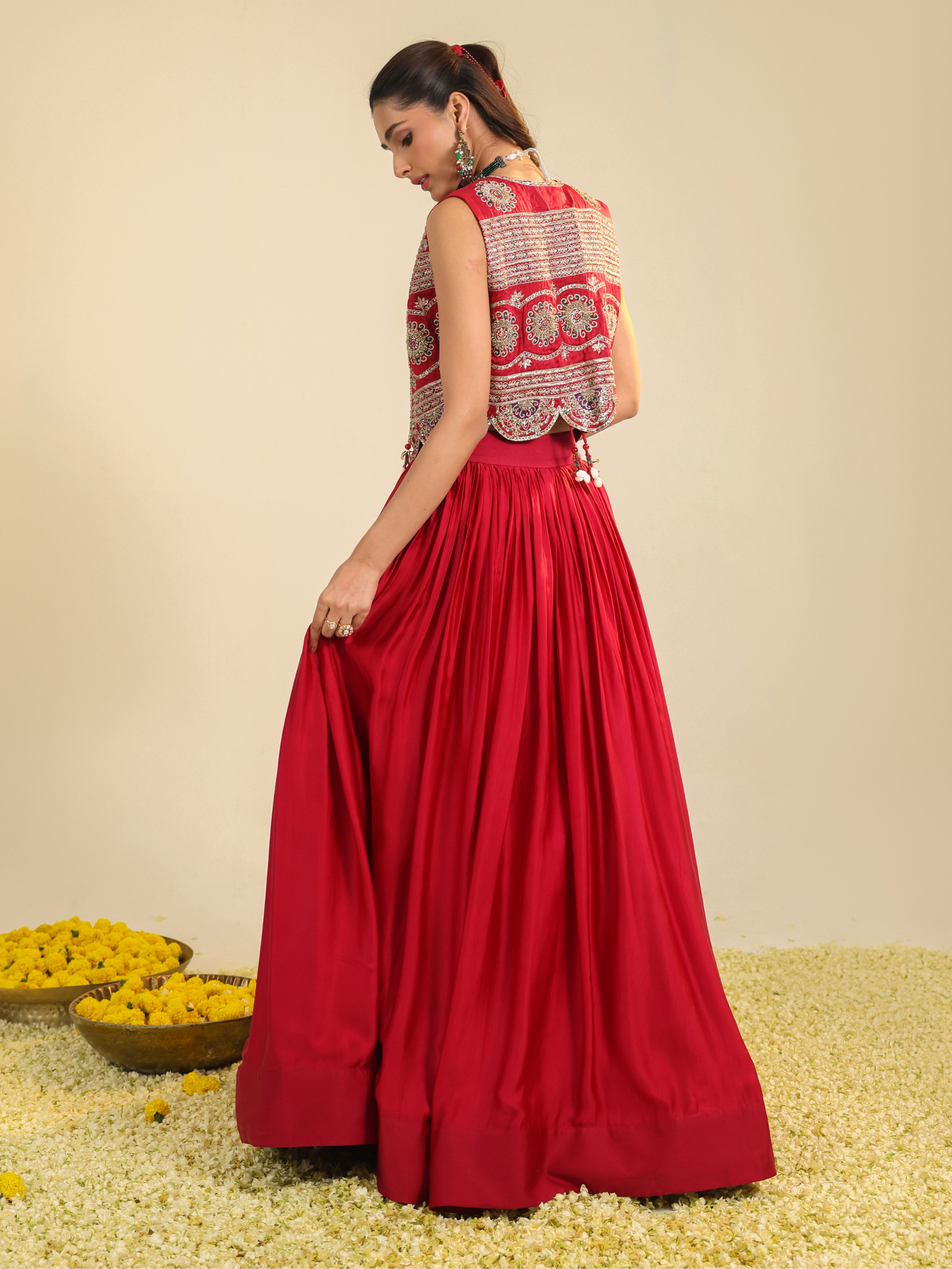 Deep Red Ira Lehenga Set