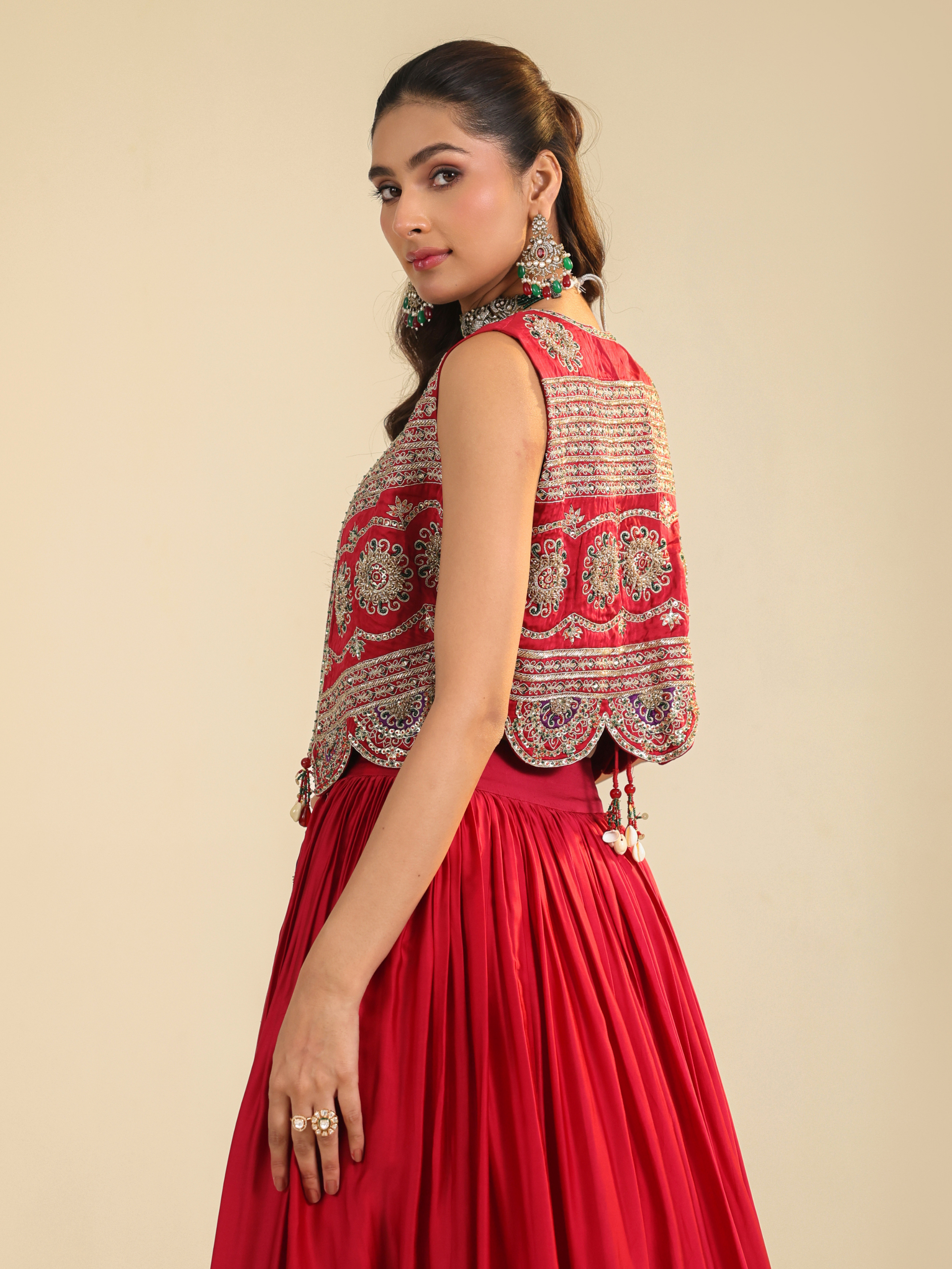 Deep Red Ira Lehenga Set