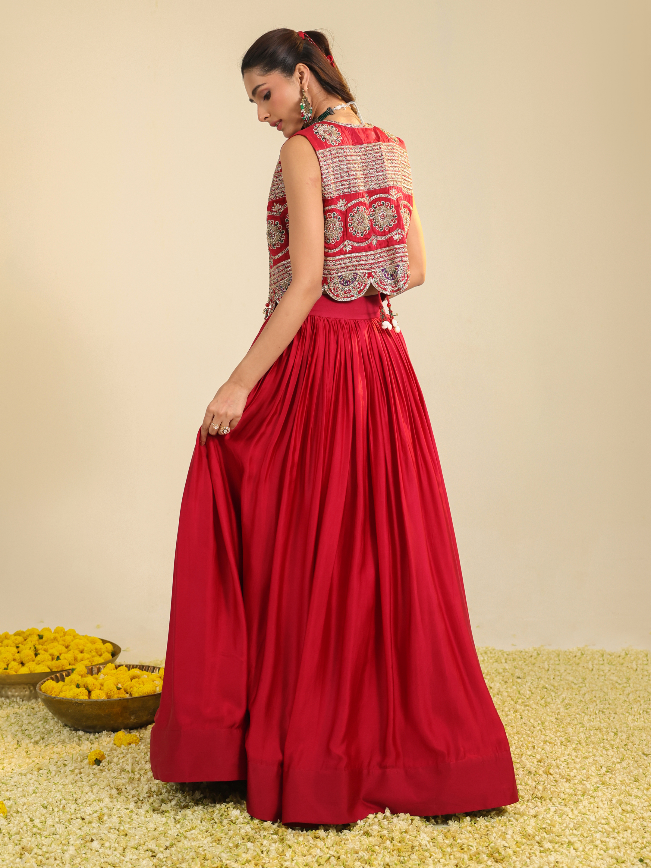 Deep Red Ira Lehenga Set