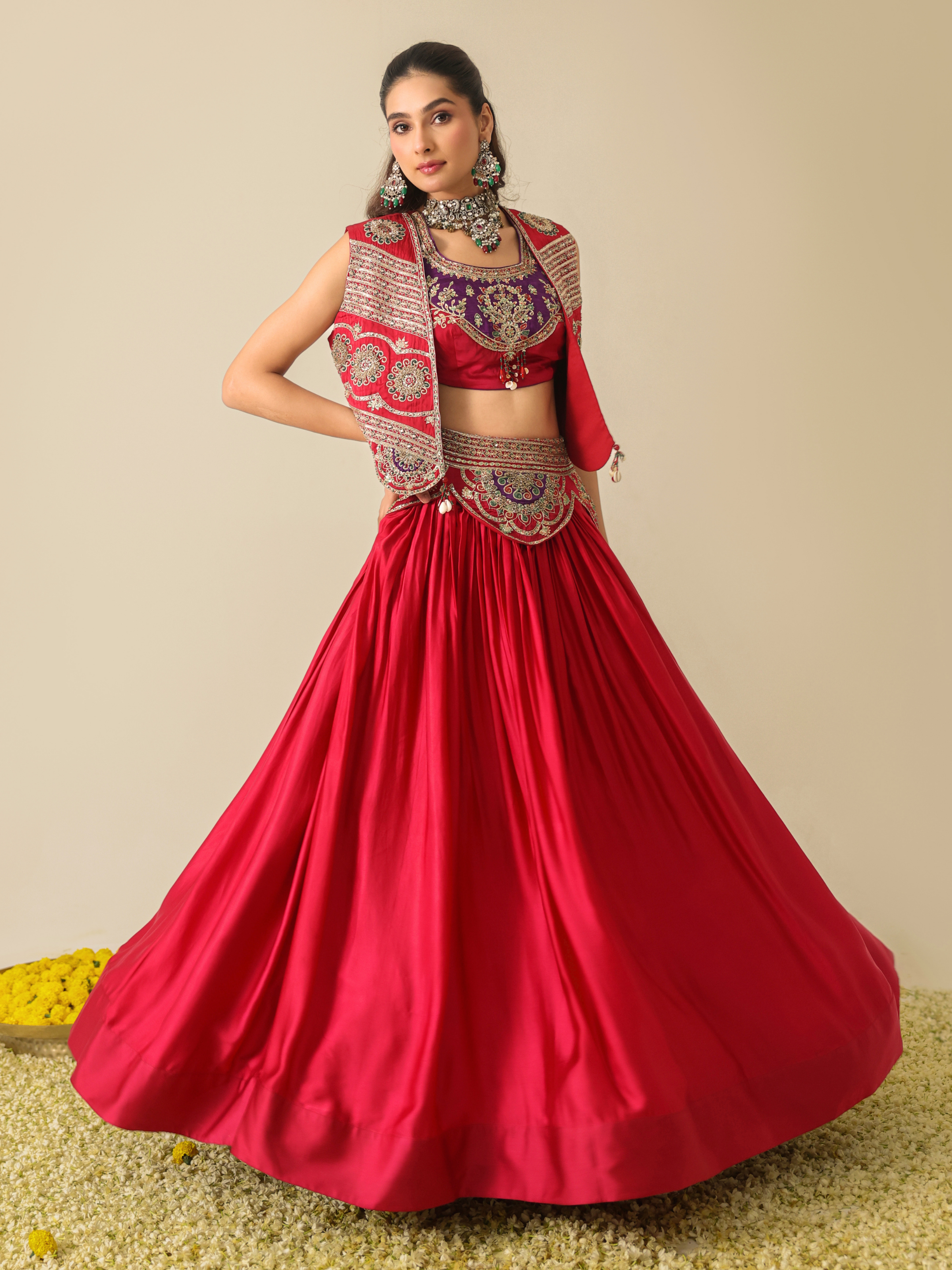 Deep Red Ira Lehenga Set