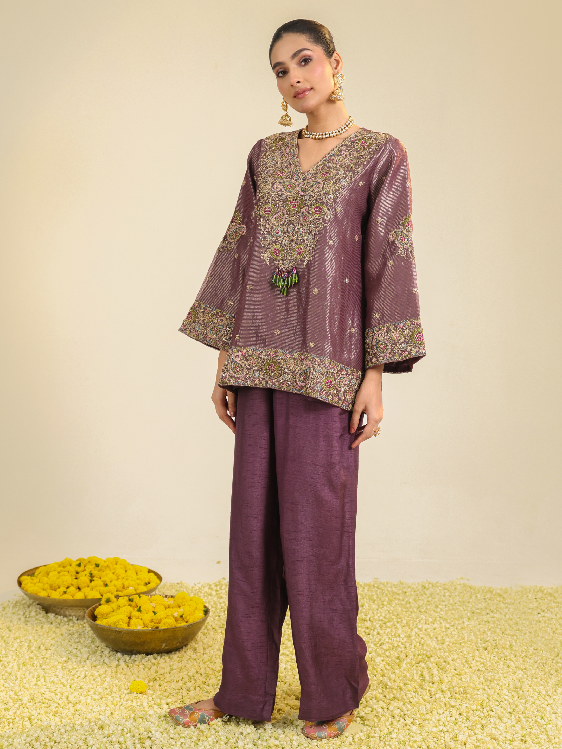 Purple Stripe Farha Co-ord Set