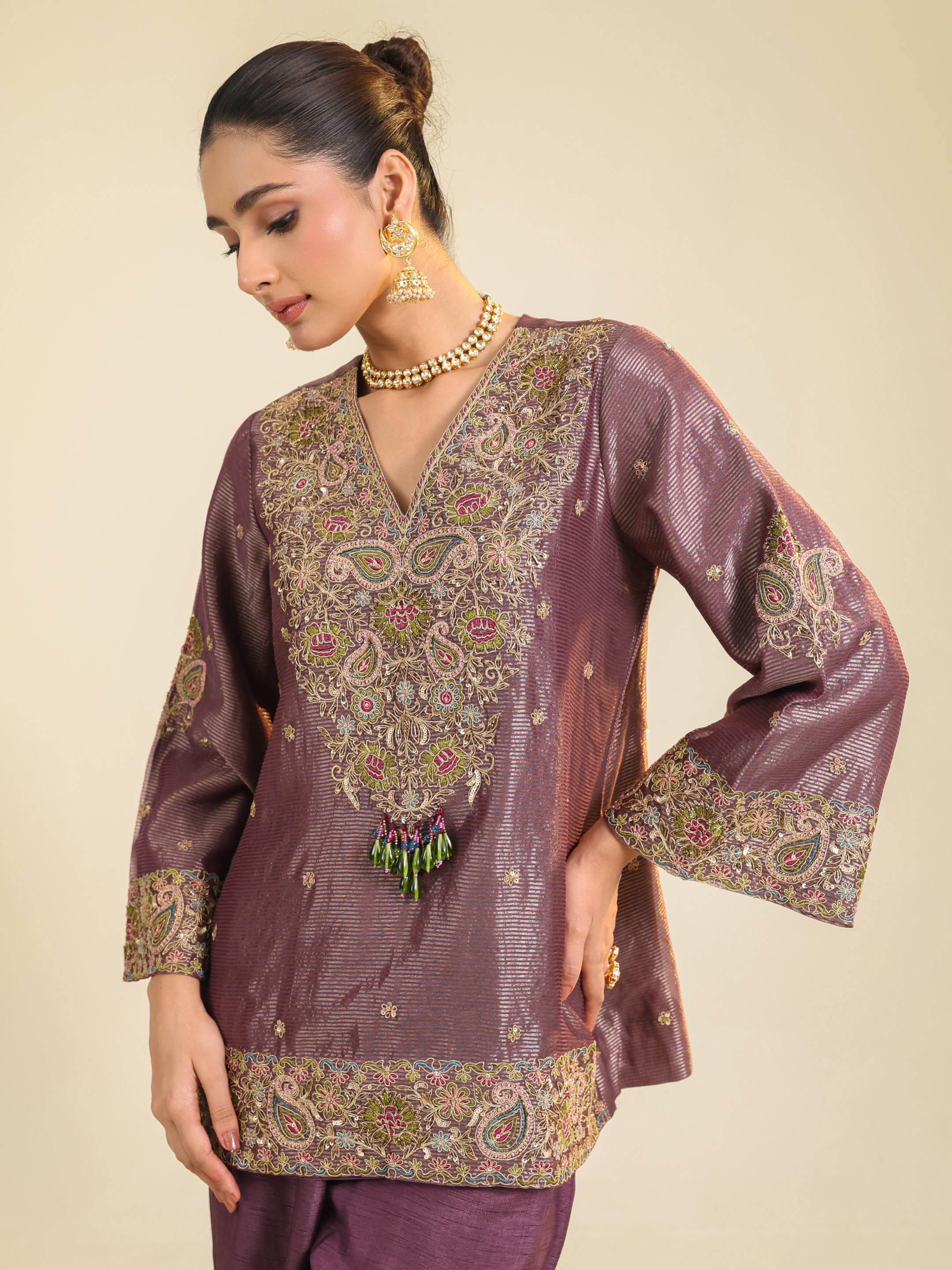 Purple Stripe Farha Co-ord Set