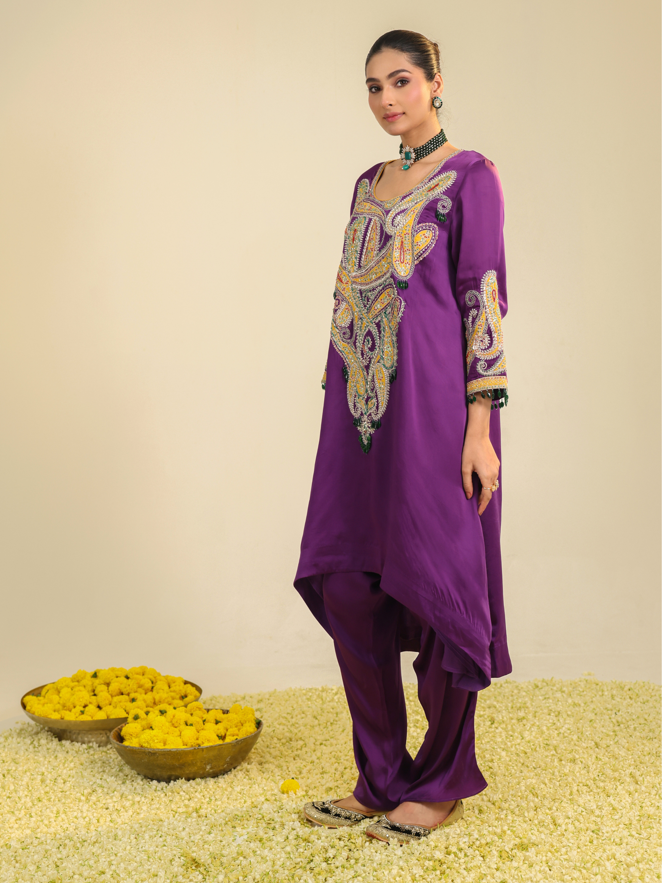 Purple Paisley Asar Kurta Set