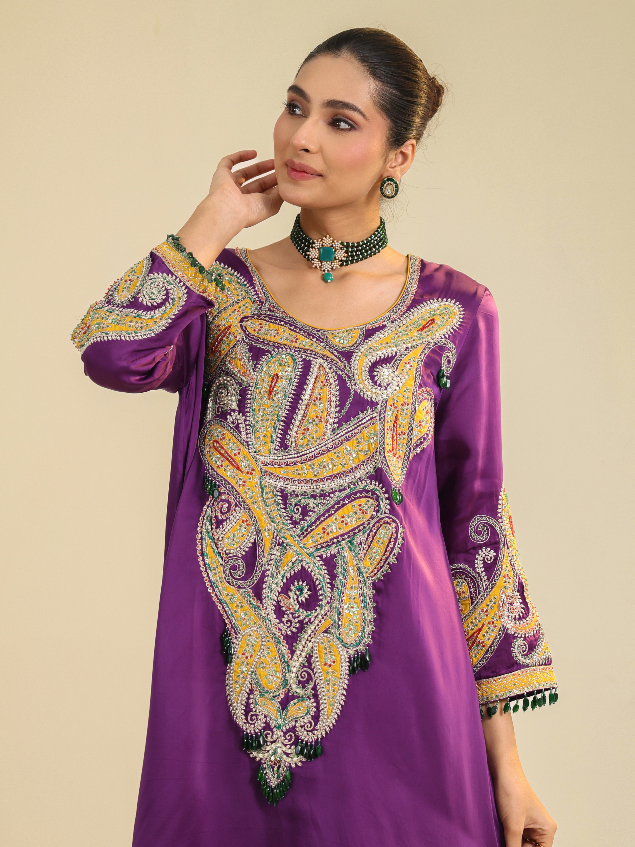 Purple Paisley Asar Kurta Set