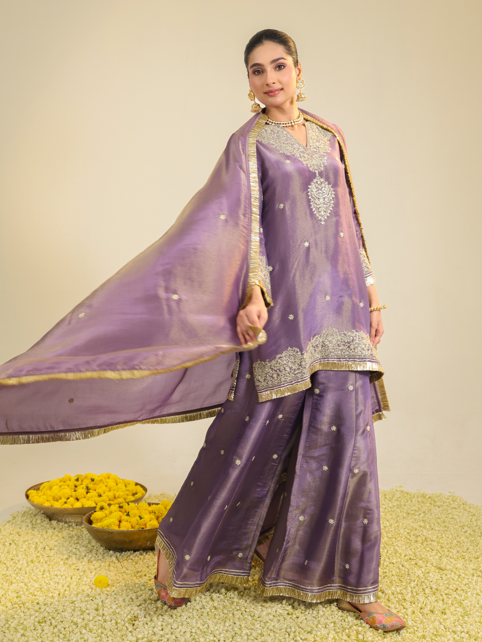 Purple Shimmer Begum Kurta Set