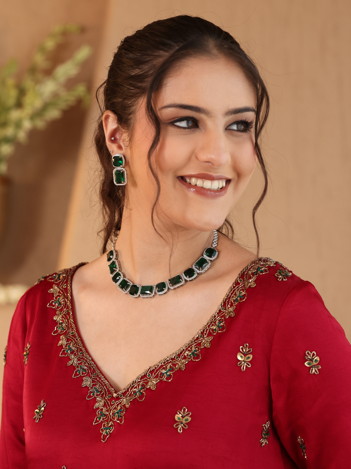 Red Hania Sharara Set