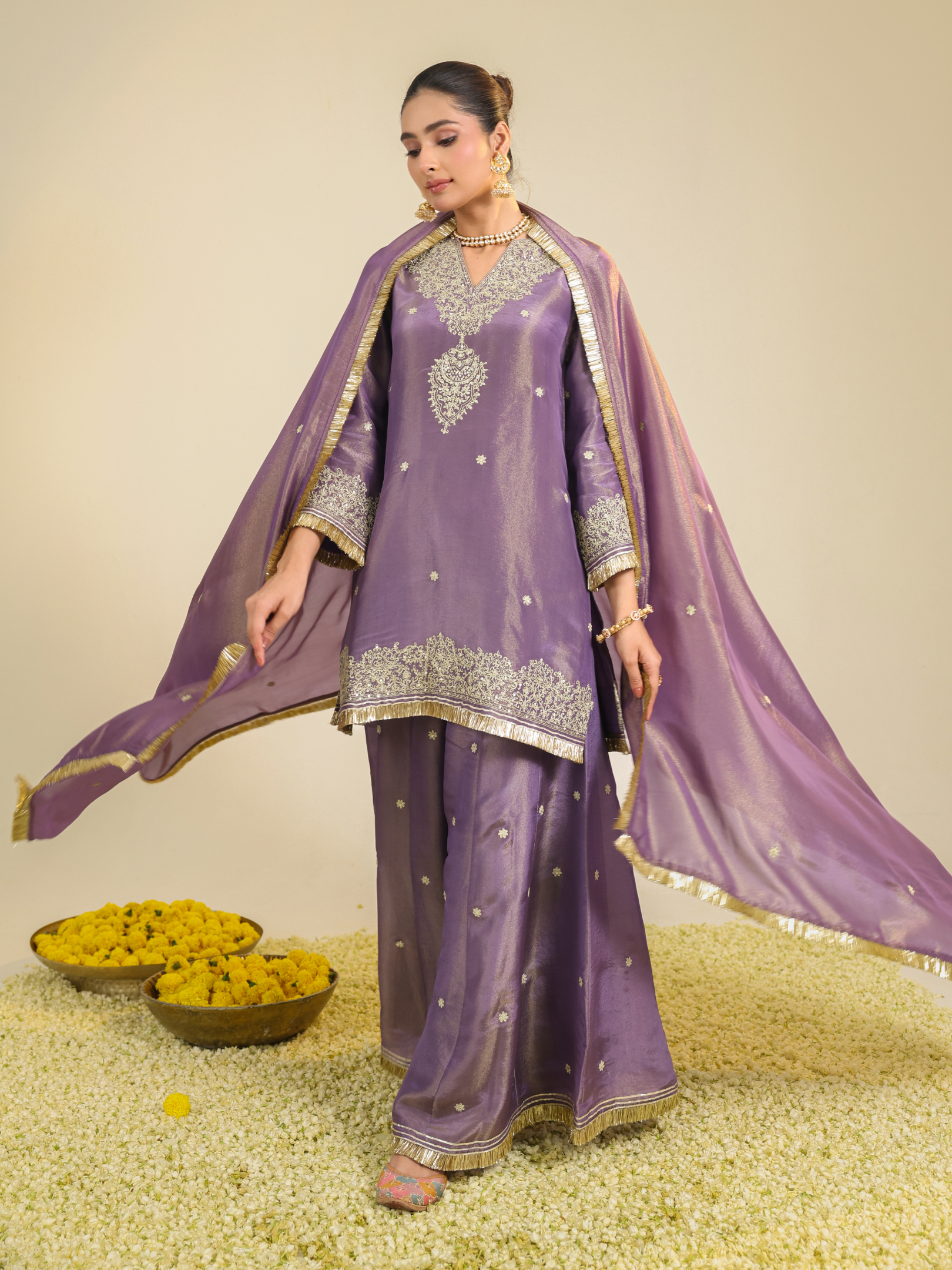 Purple Shimmer Begum Kurta Set