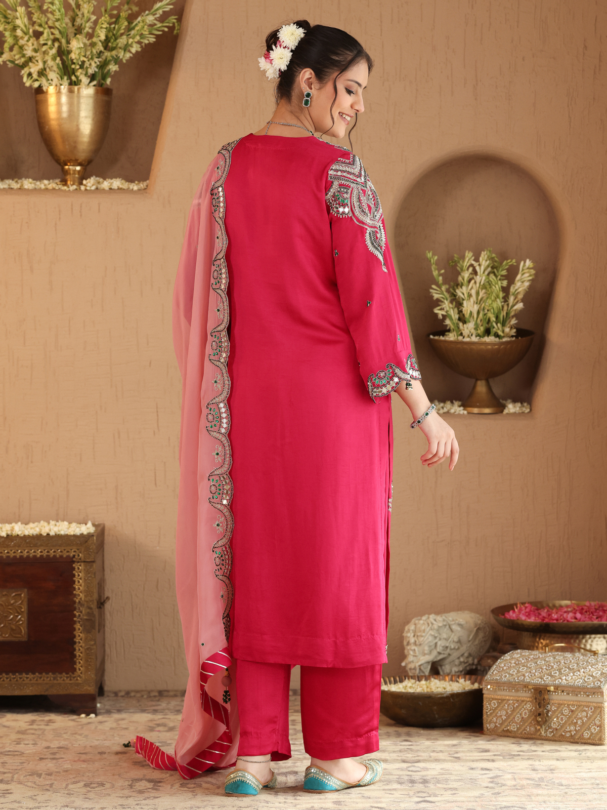 Fuchsia Pink Emerald Kurta Set