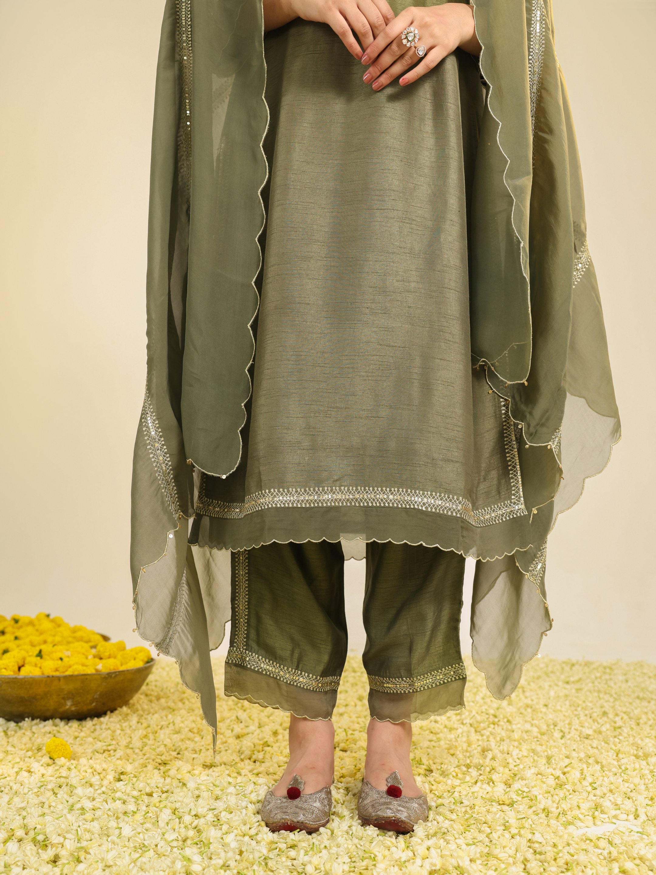 Sage Green Mughal Kurta Set