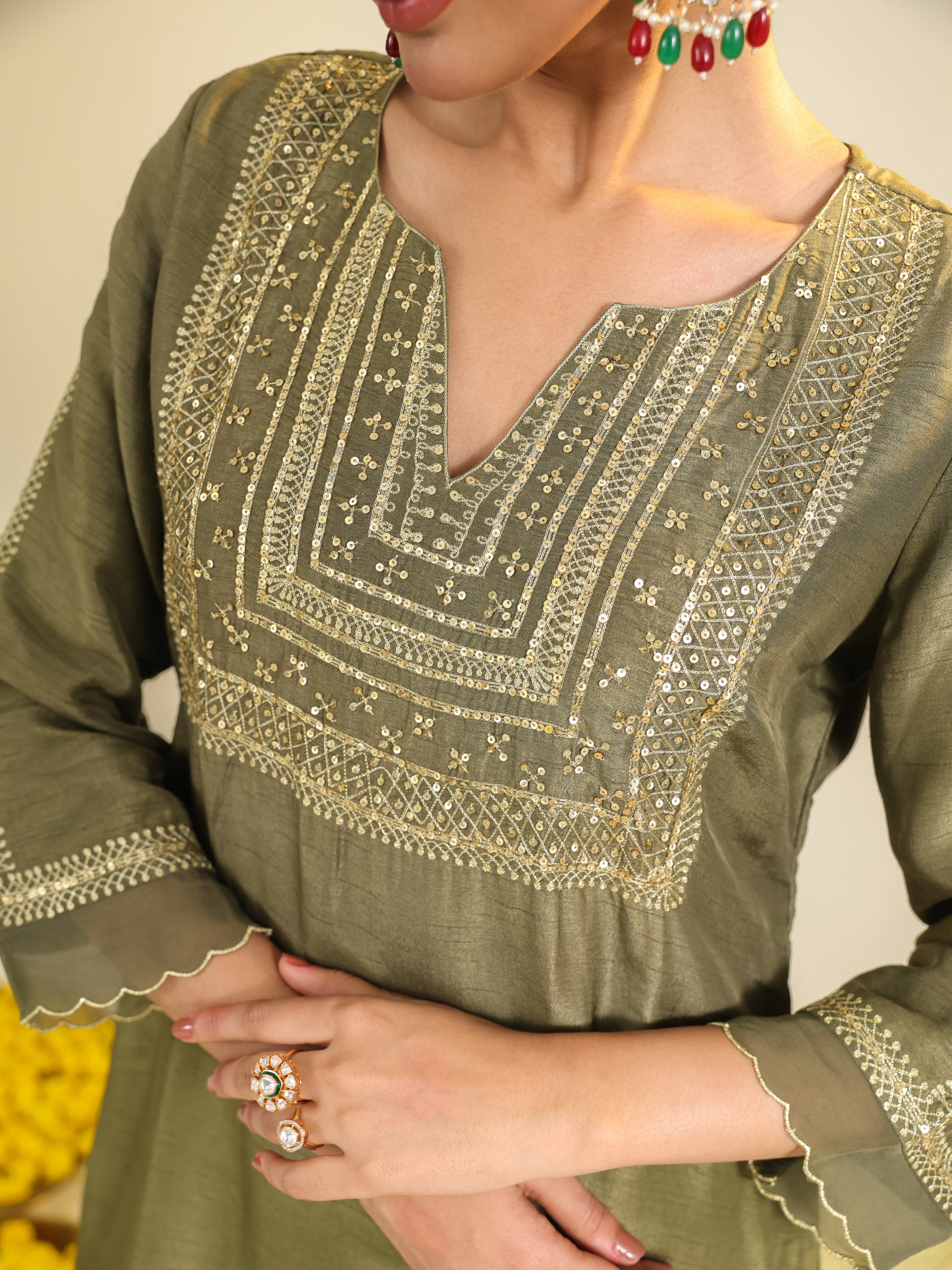 Sage Green Mughal Kurta Set