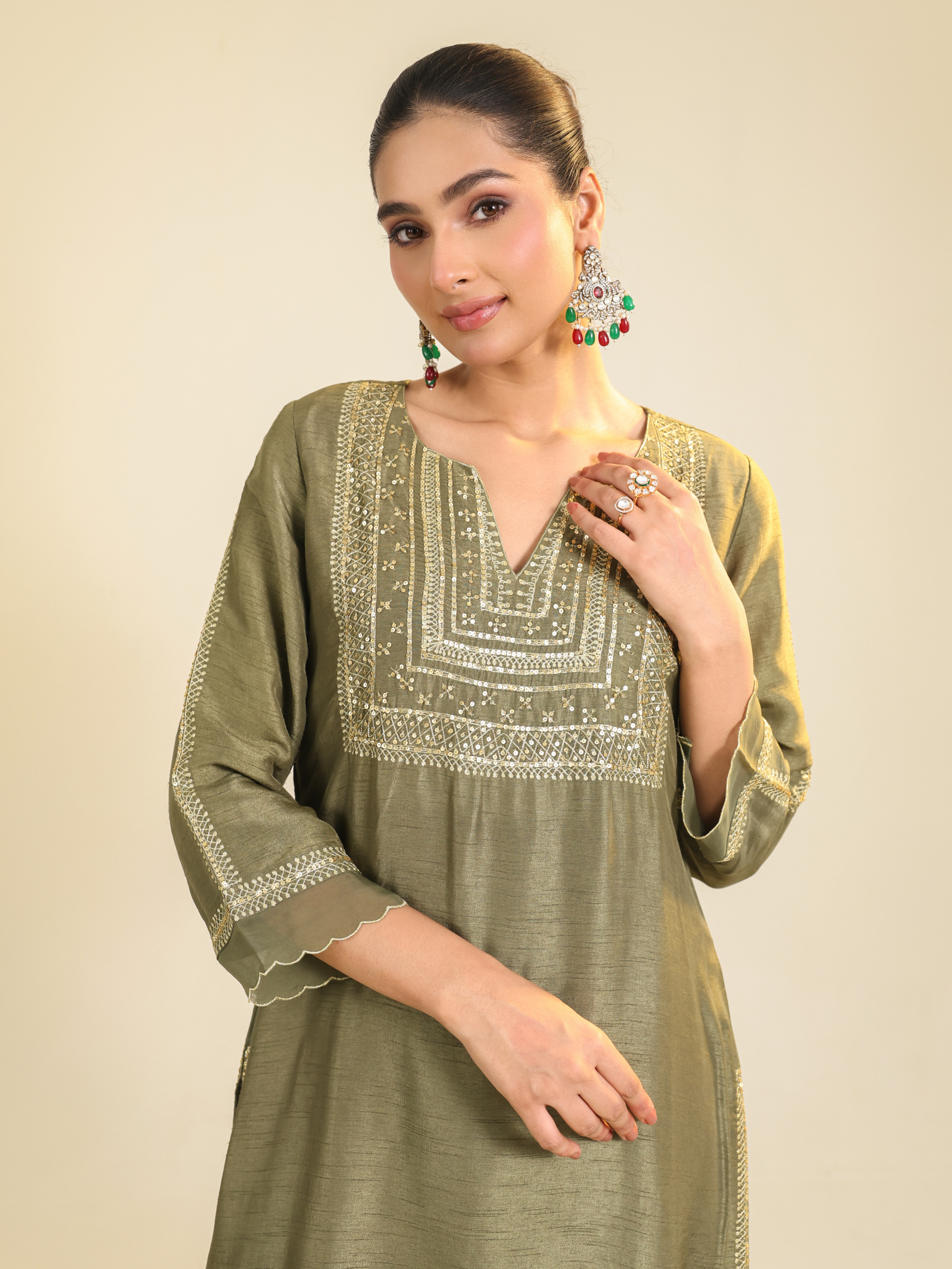 Sage Green Mughal Kurta Set