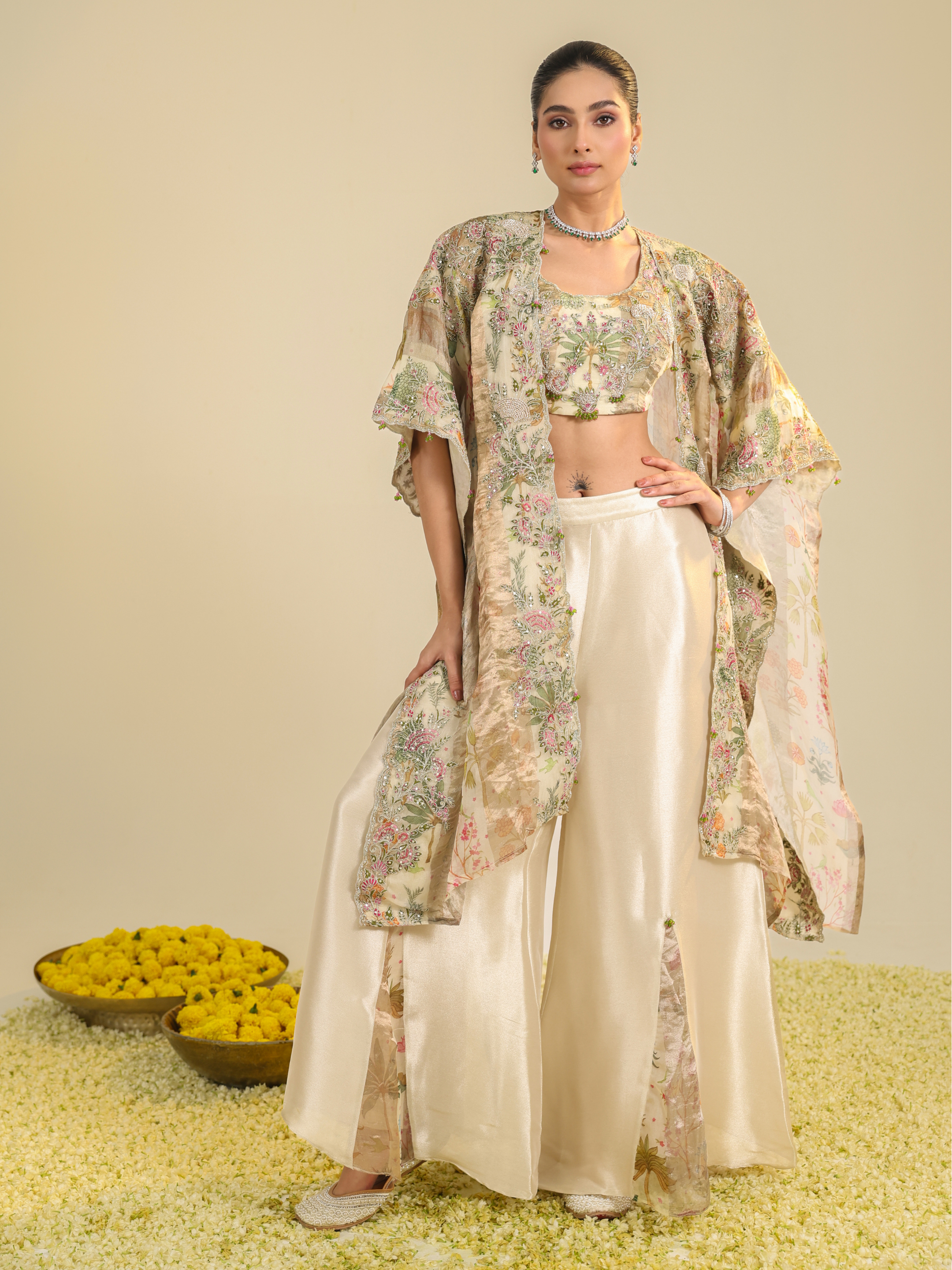 Multi Color Tropical Print Coord Set