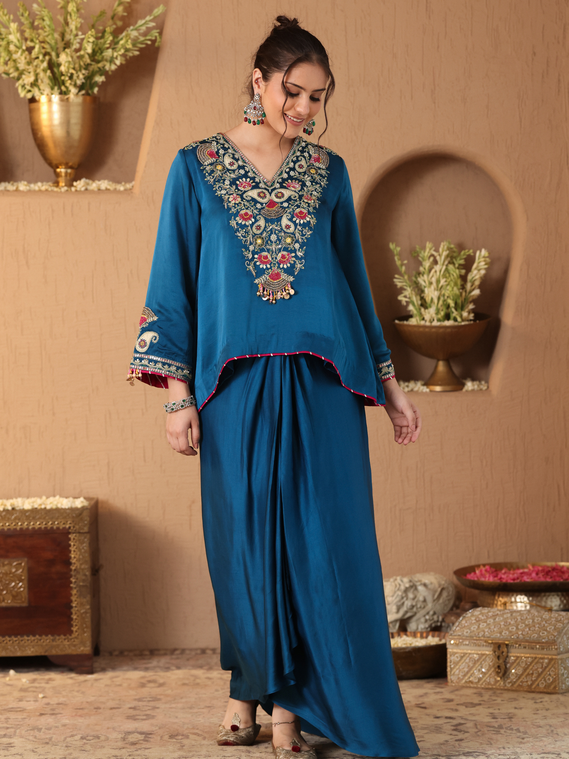 Turquoise Blue Gulrez Co-ord Set