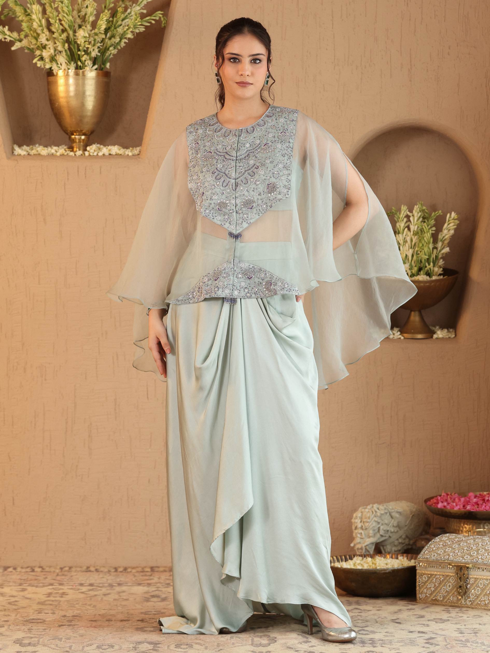 Soft Mint Green Ivara Dhoti Set