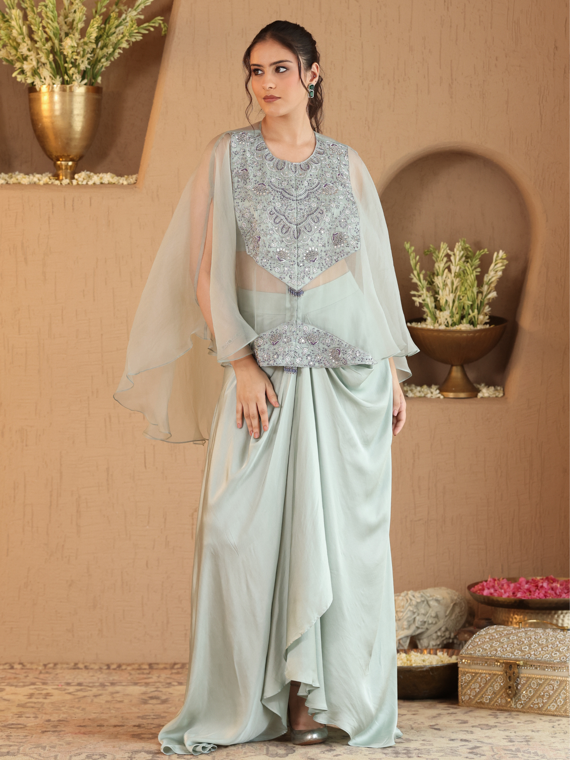 Soft Mint Green Ivara Dhoti Set