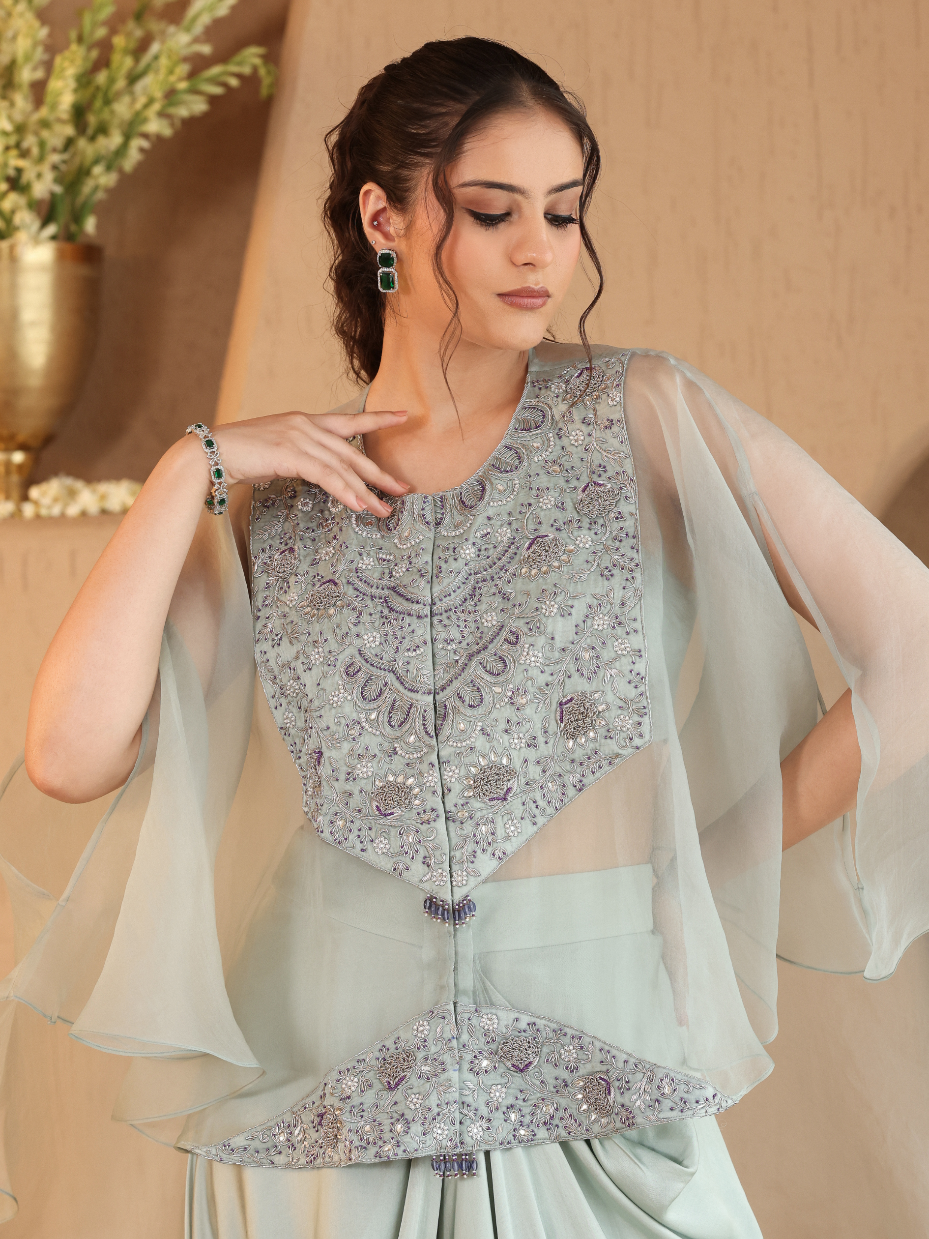 Soft Mint Green Ivara Dhoti Set