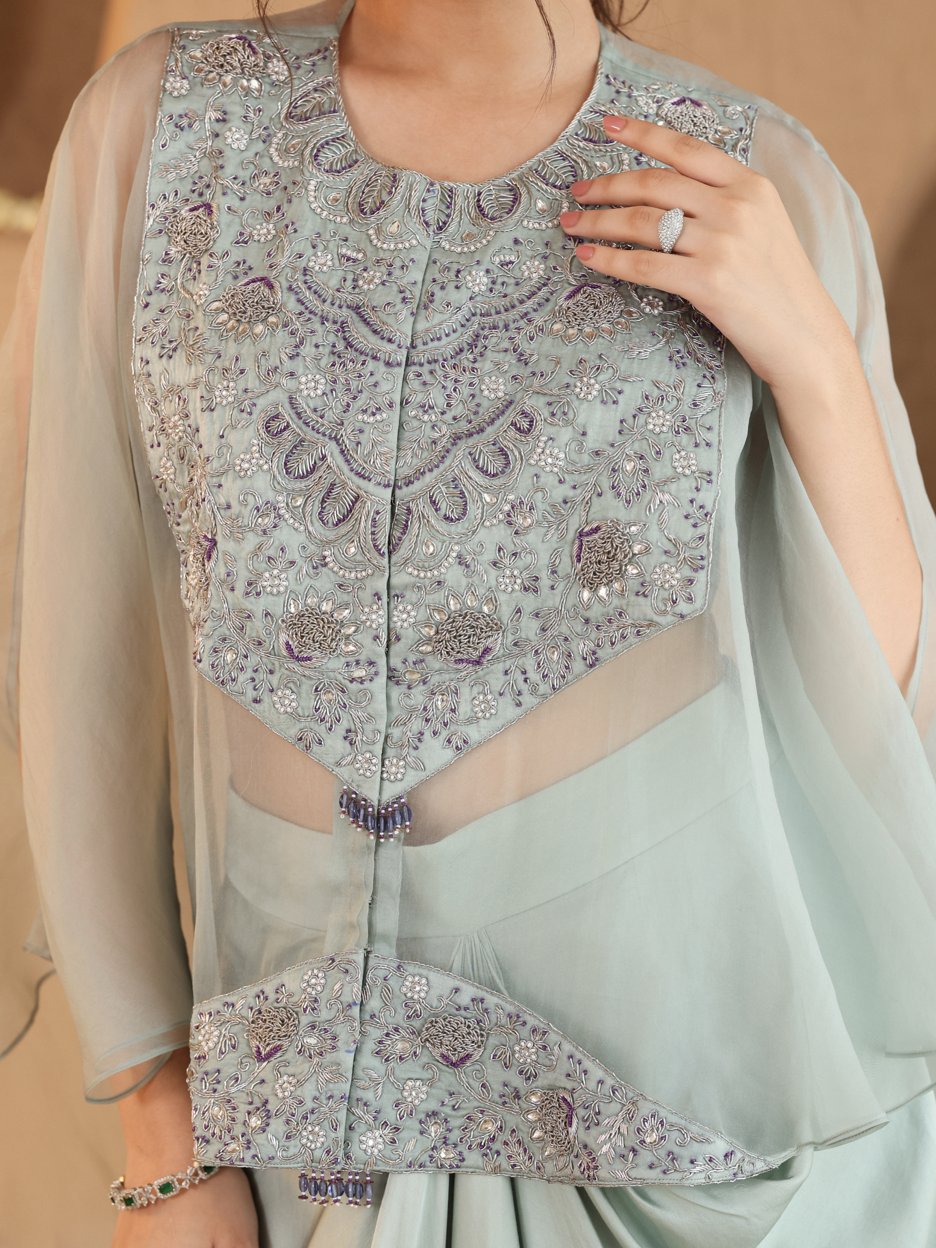 Soft Mint Green Ivara Dhoti Set