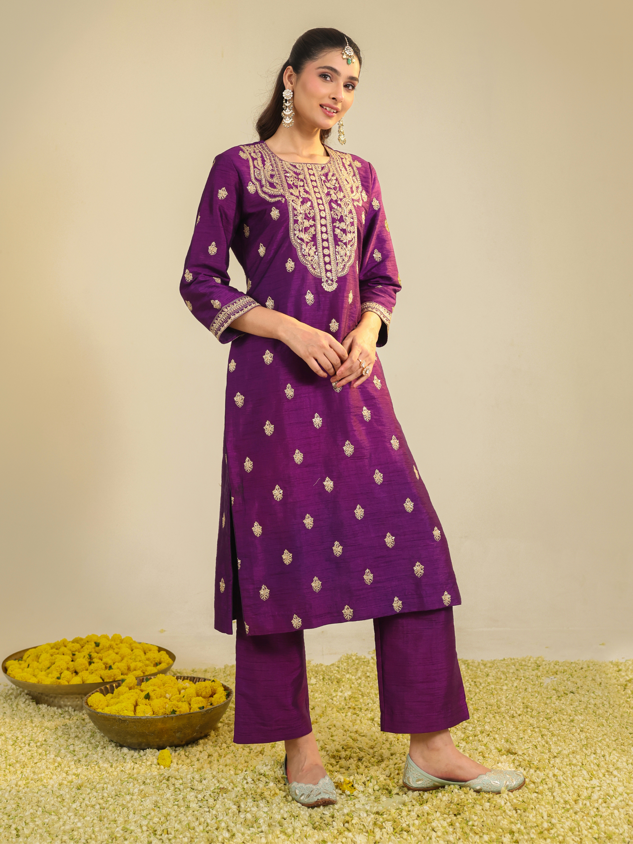 Purple Muktalif Kurta Set