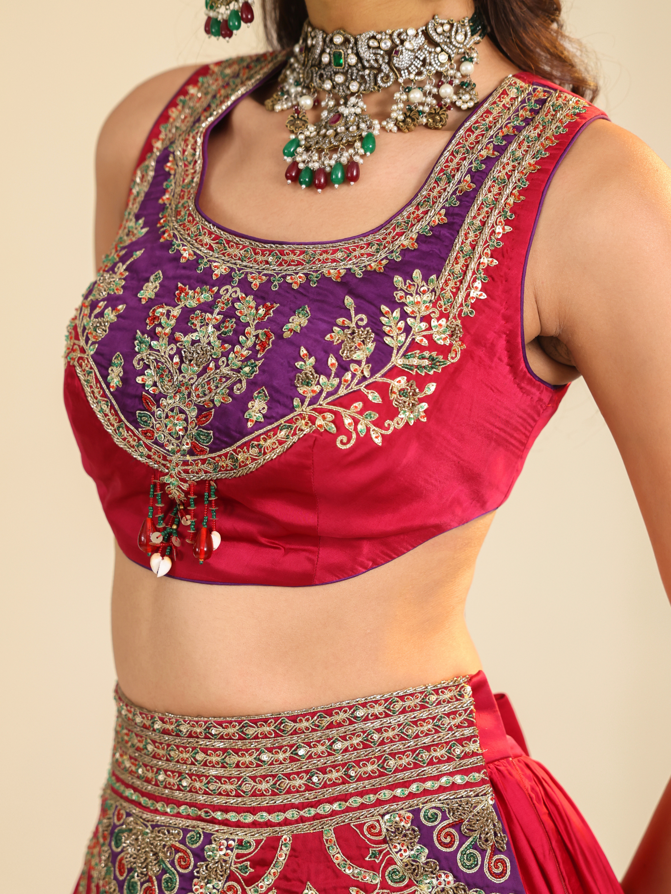 Deep Red Ira Lehenga Set
