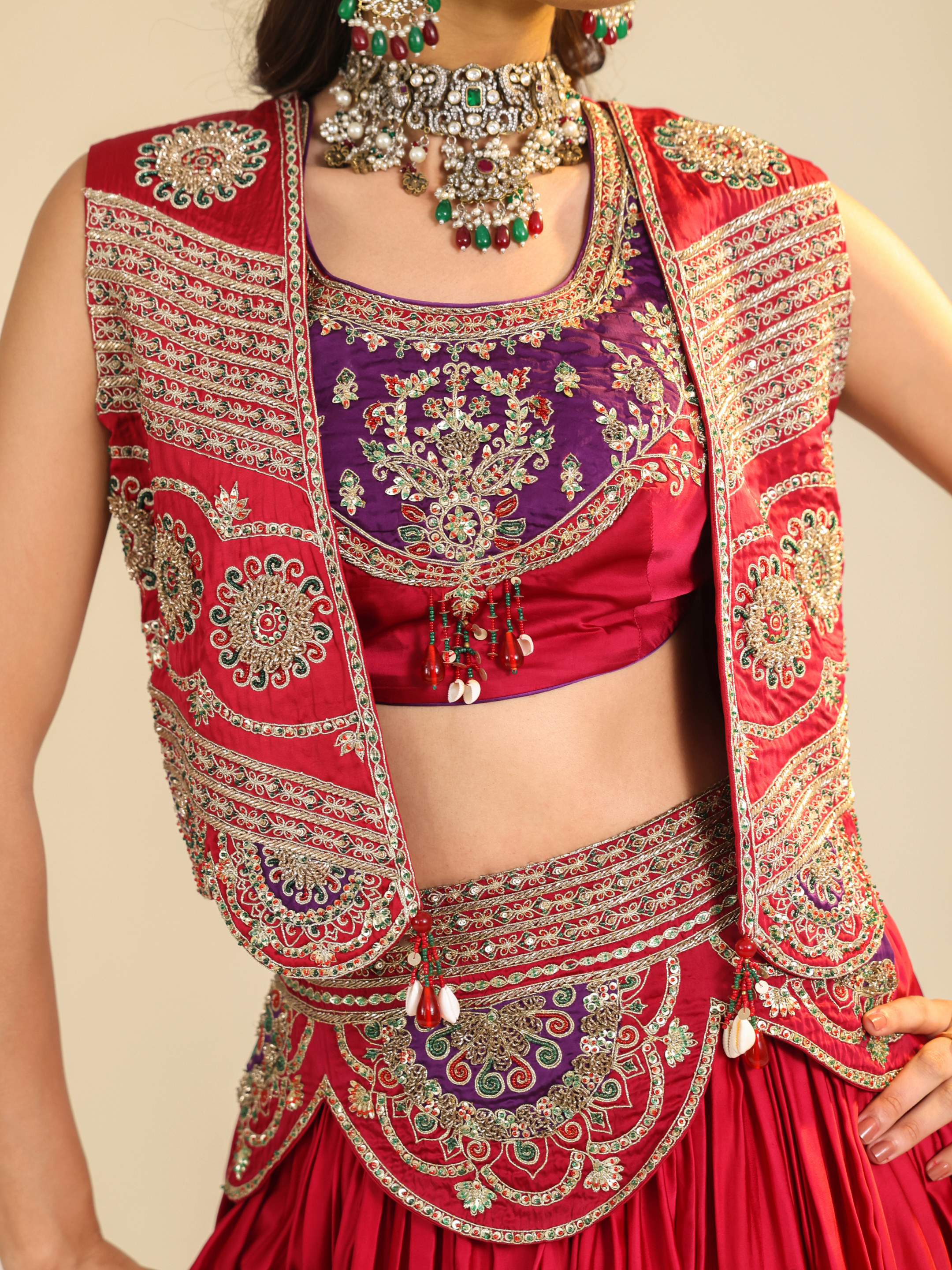 Deep Red Ira Lehenga Set