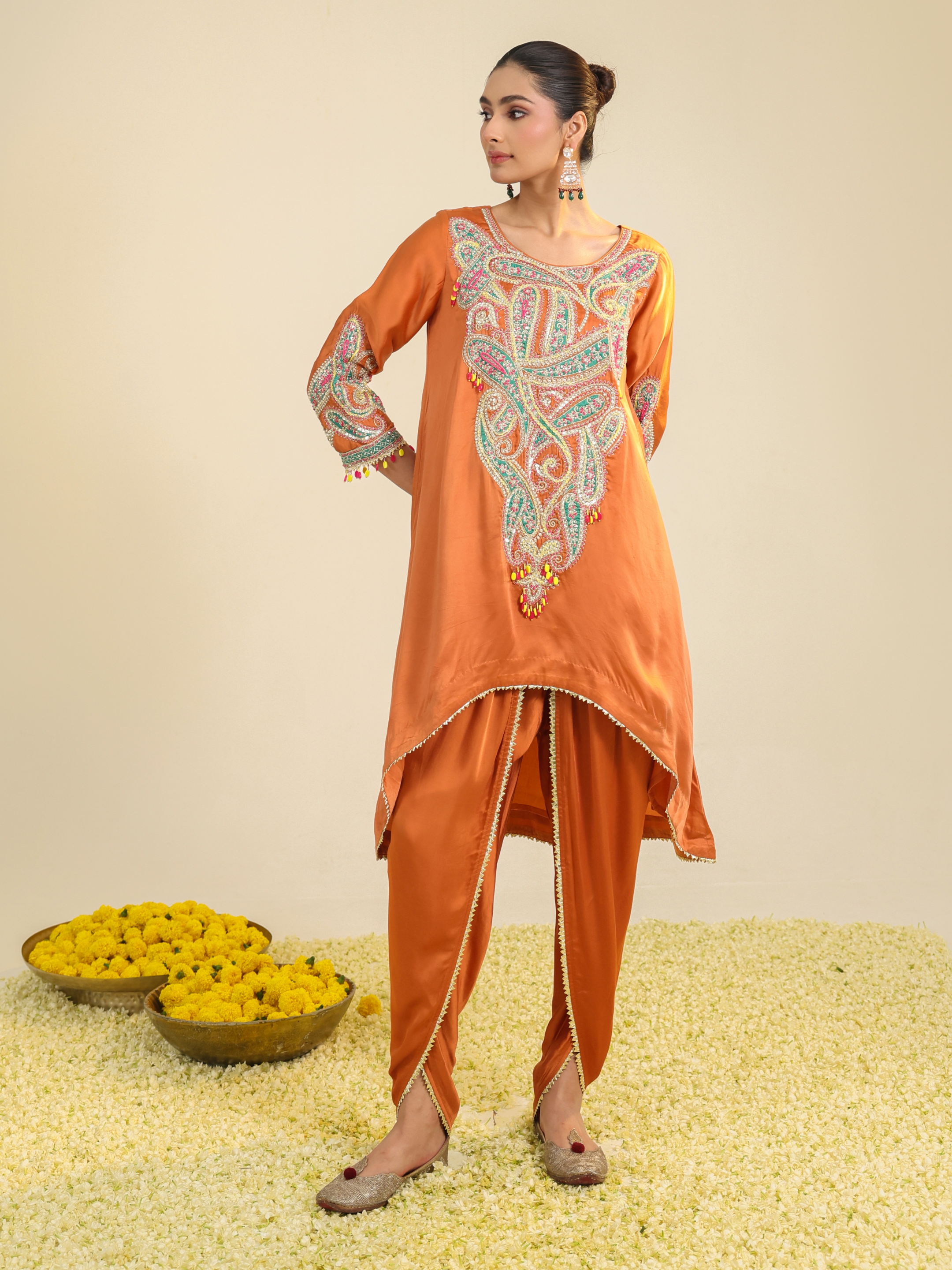 Rust Paisley Asar Kurta Set