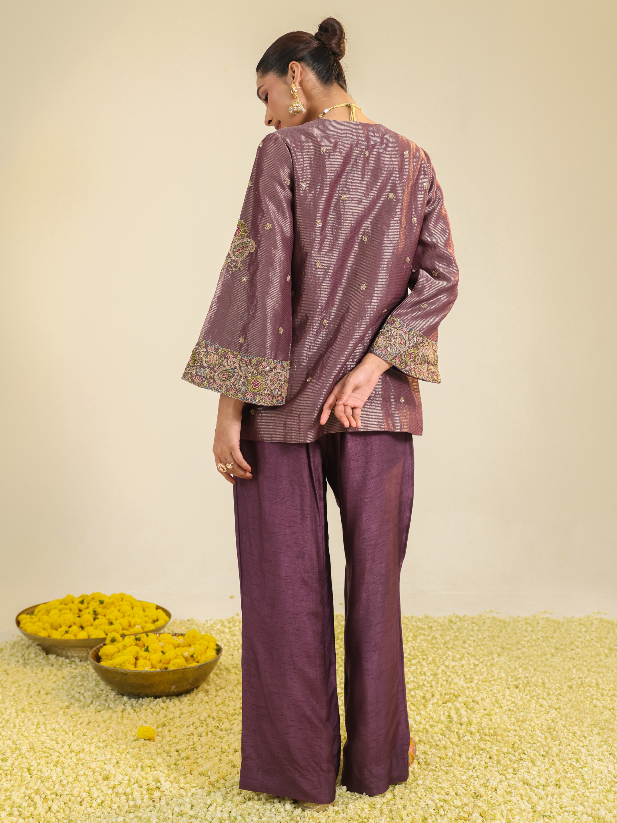 Purple Stripe Farha Co-ord Set