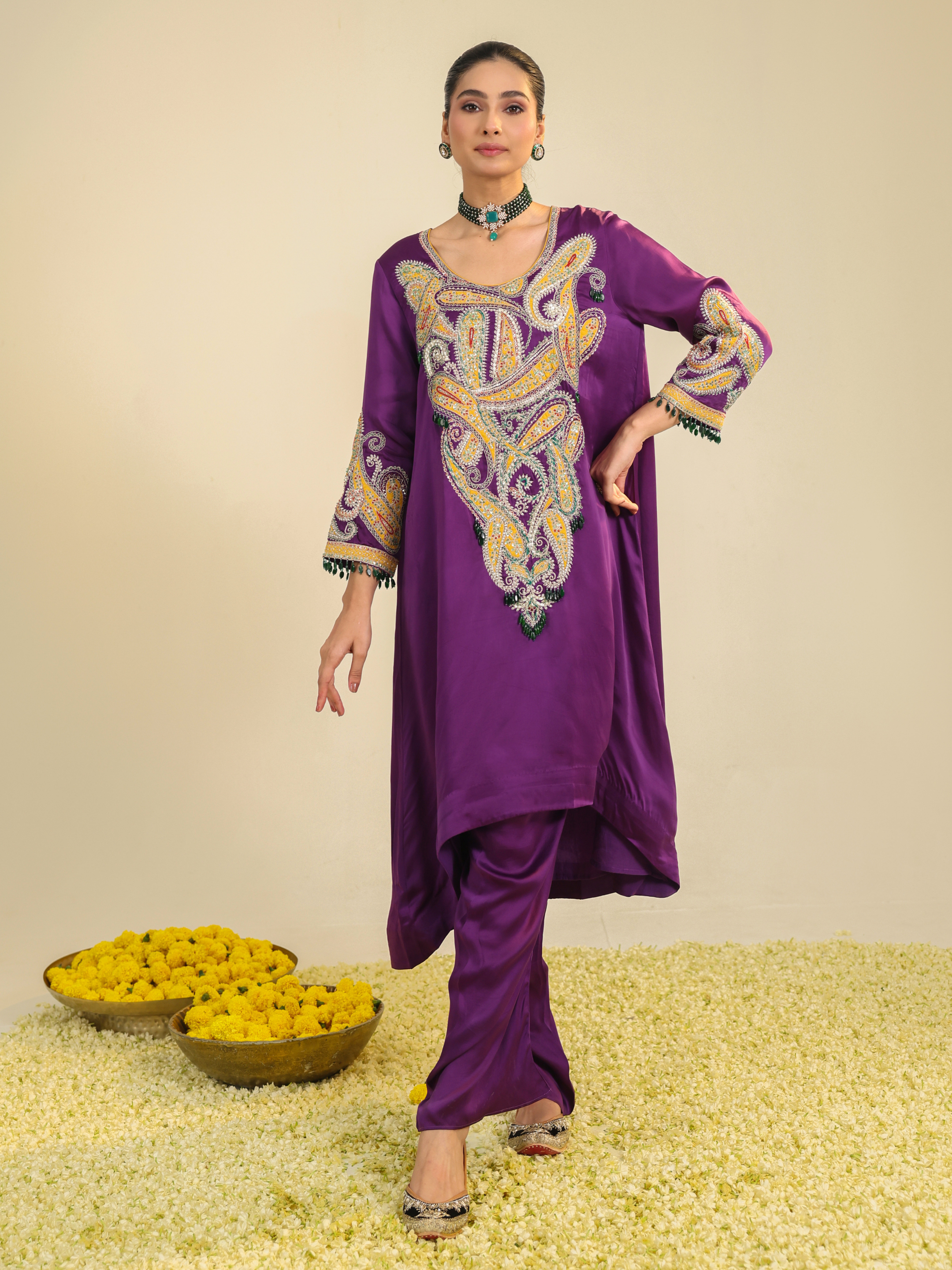 Purple Paisley Asar Kurta Set
