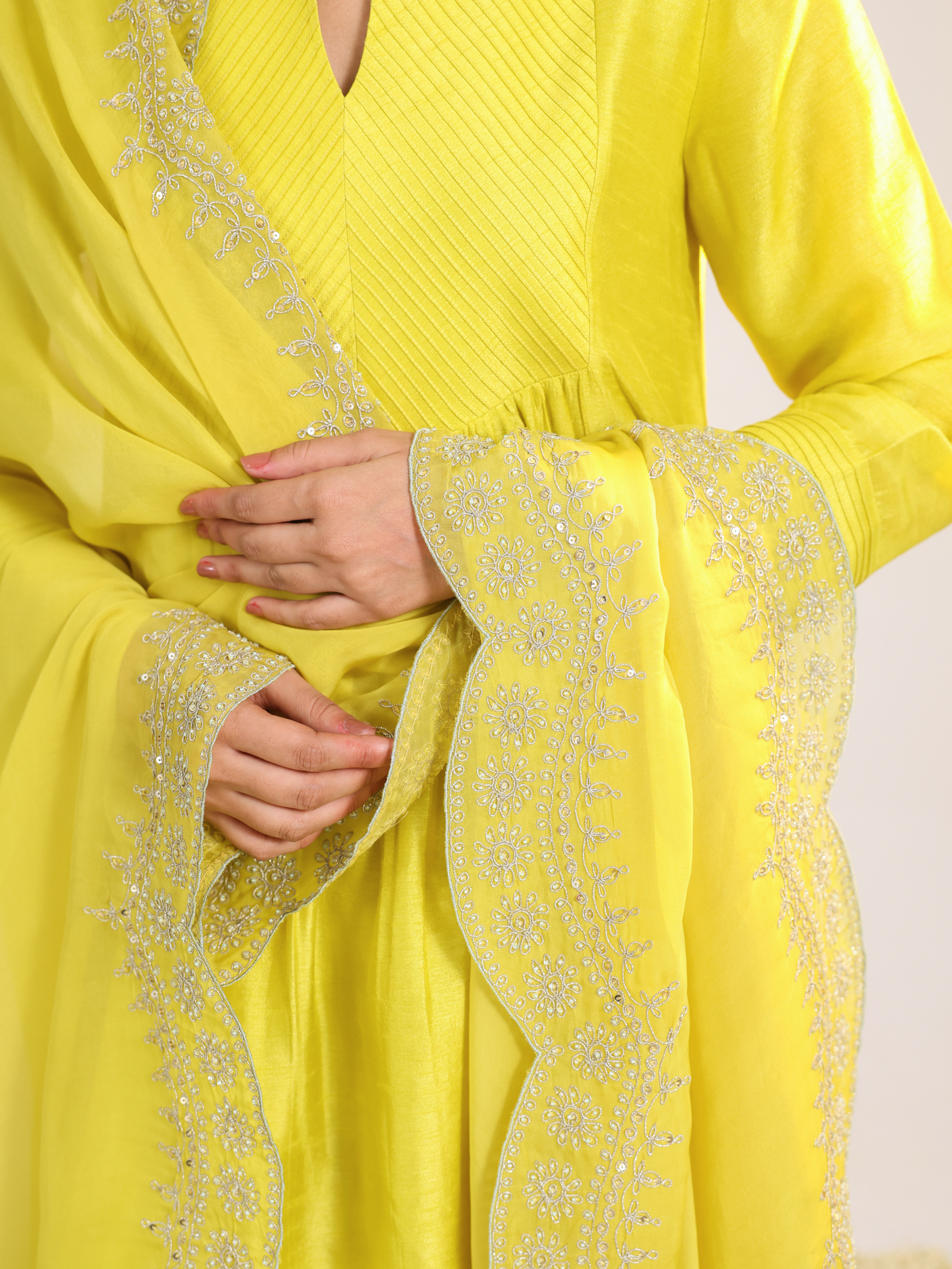 Yellow Scalloped Kurta Set