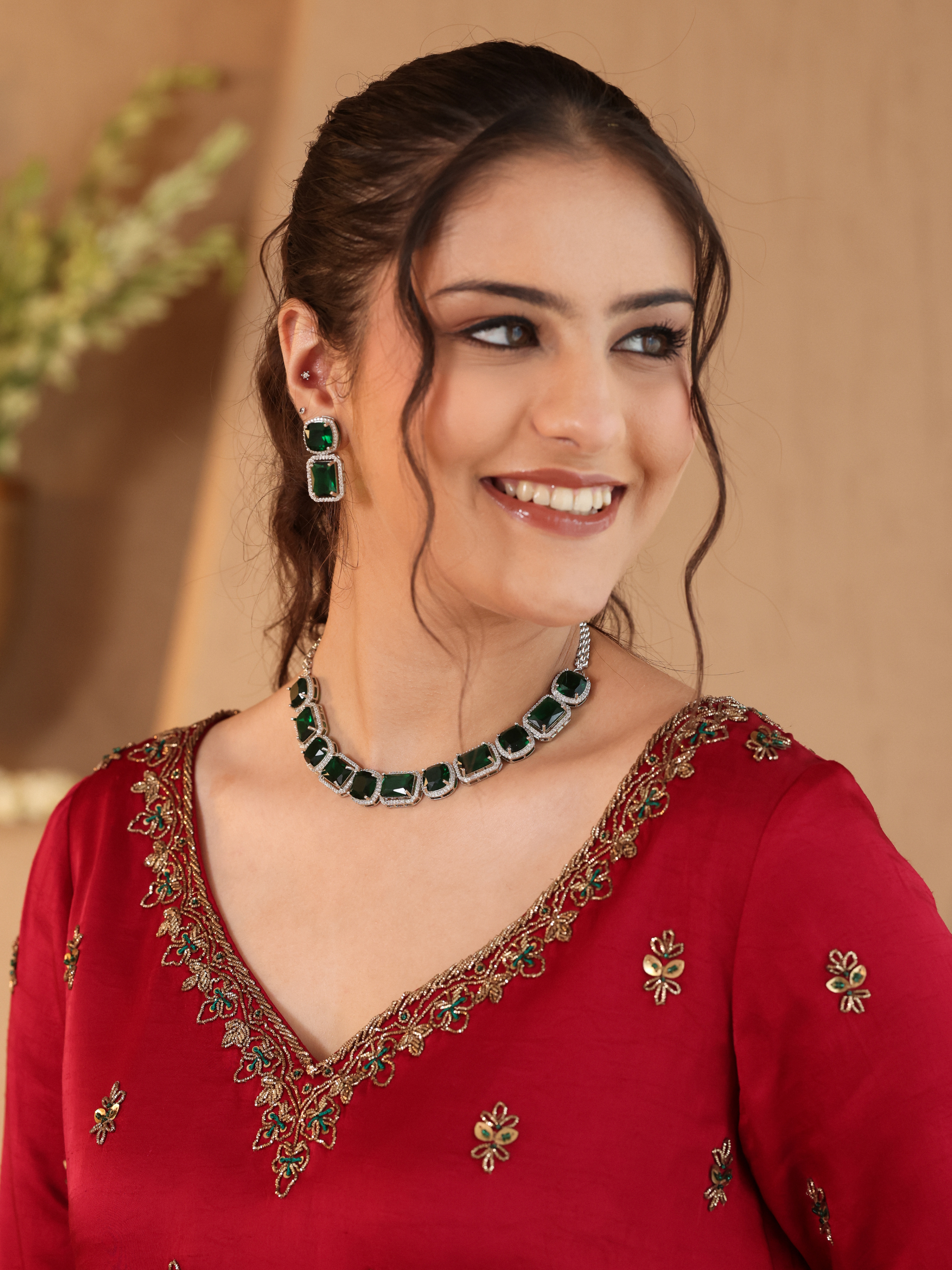 Red Hania Sharara Set