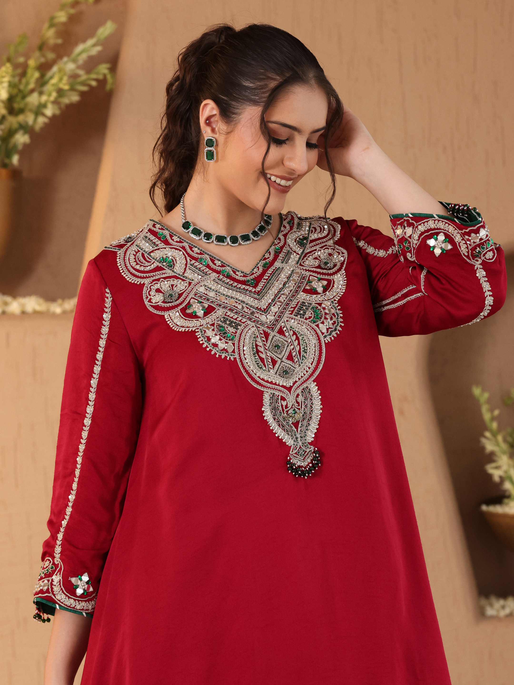 Ruby Red Emerald Coord Set