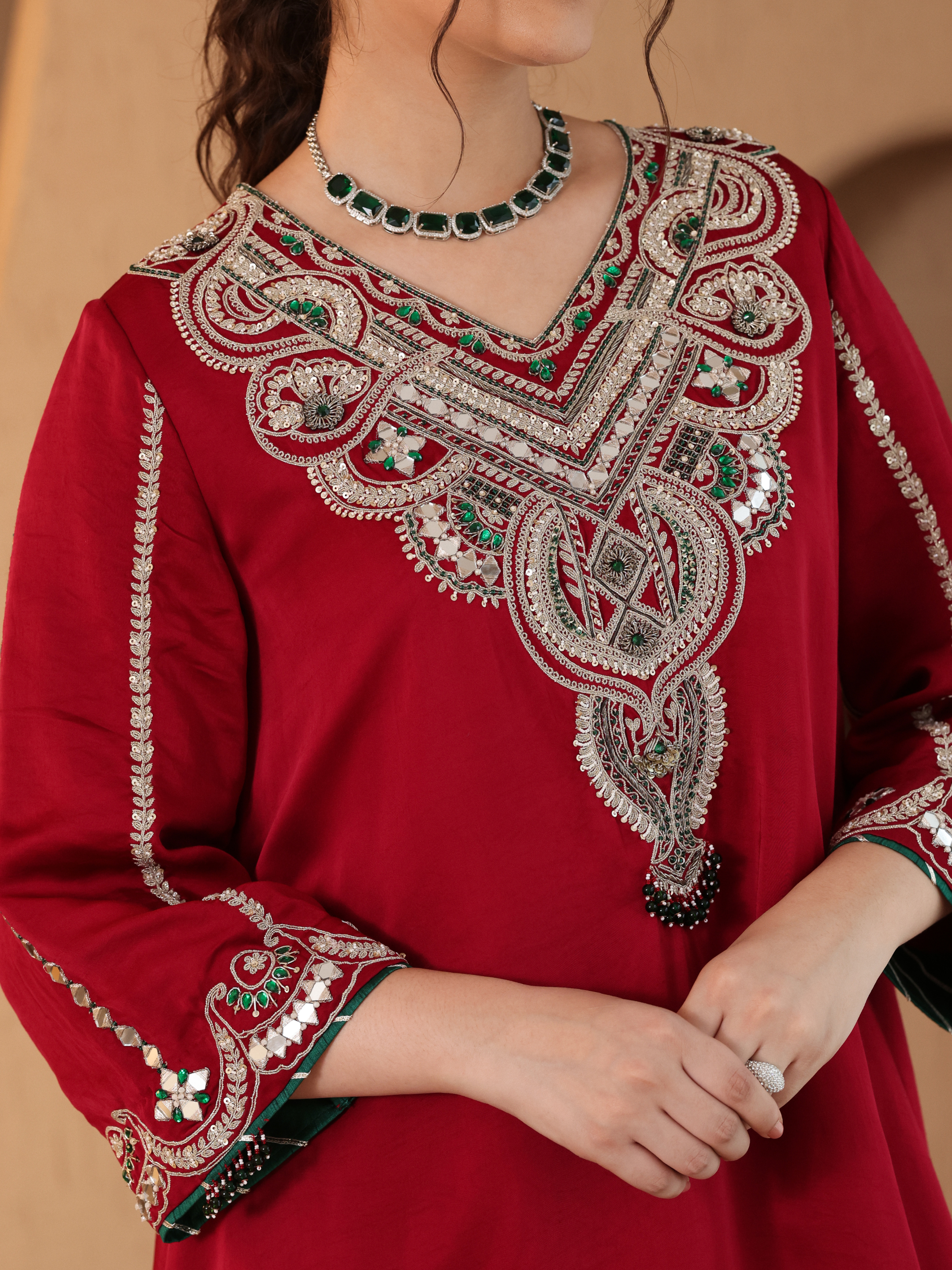 Ruby Red Emerald Coord Set