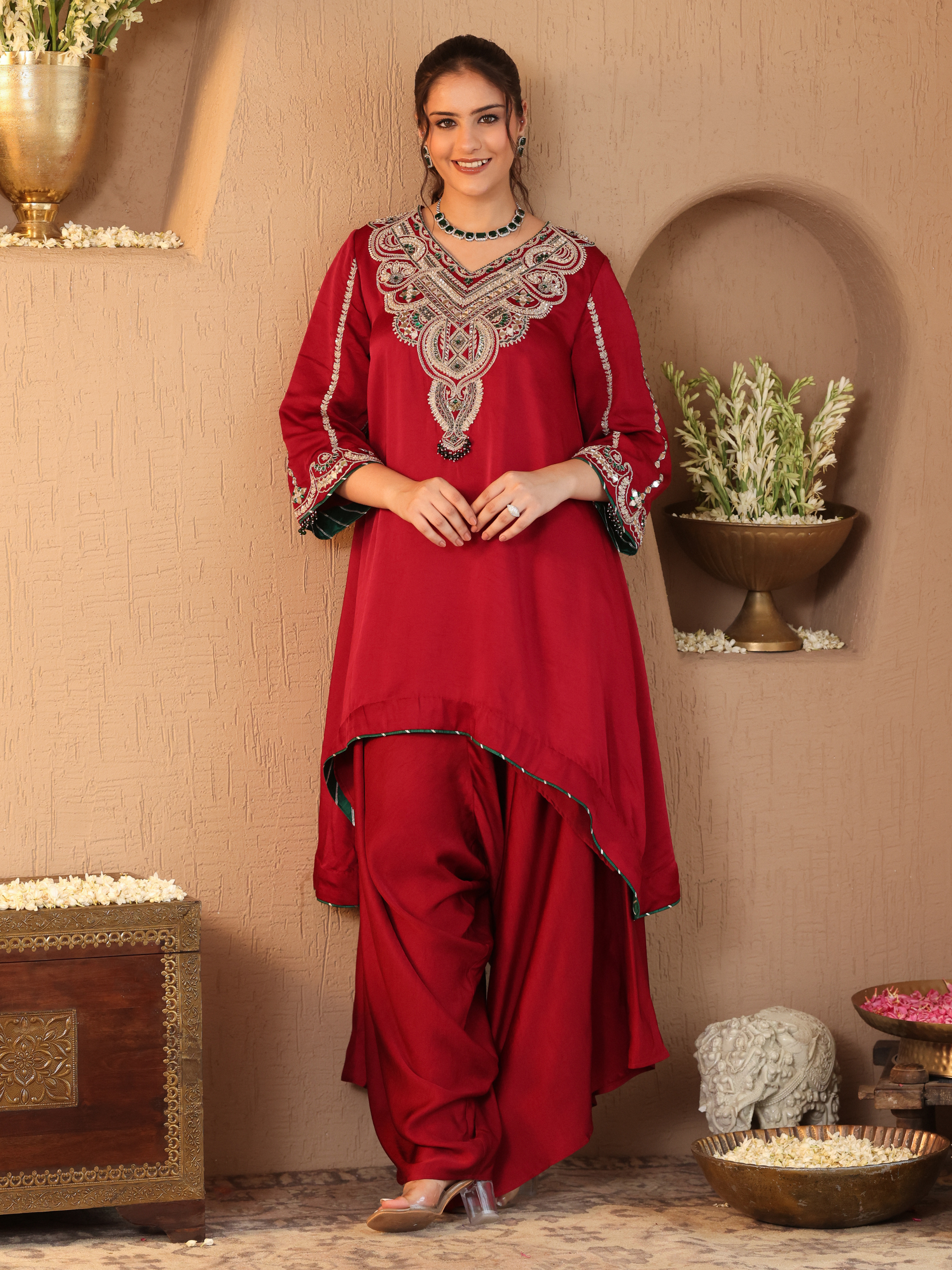 Ruby Red Emerald Coord Set