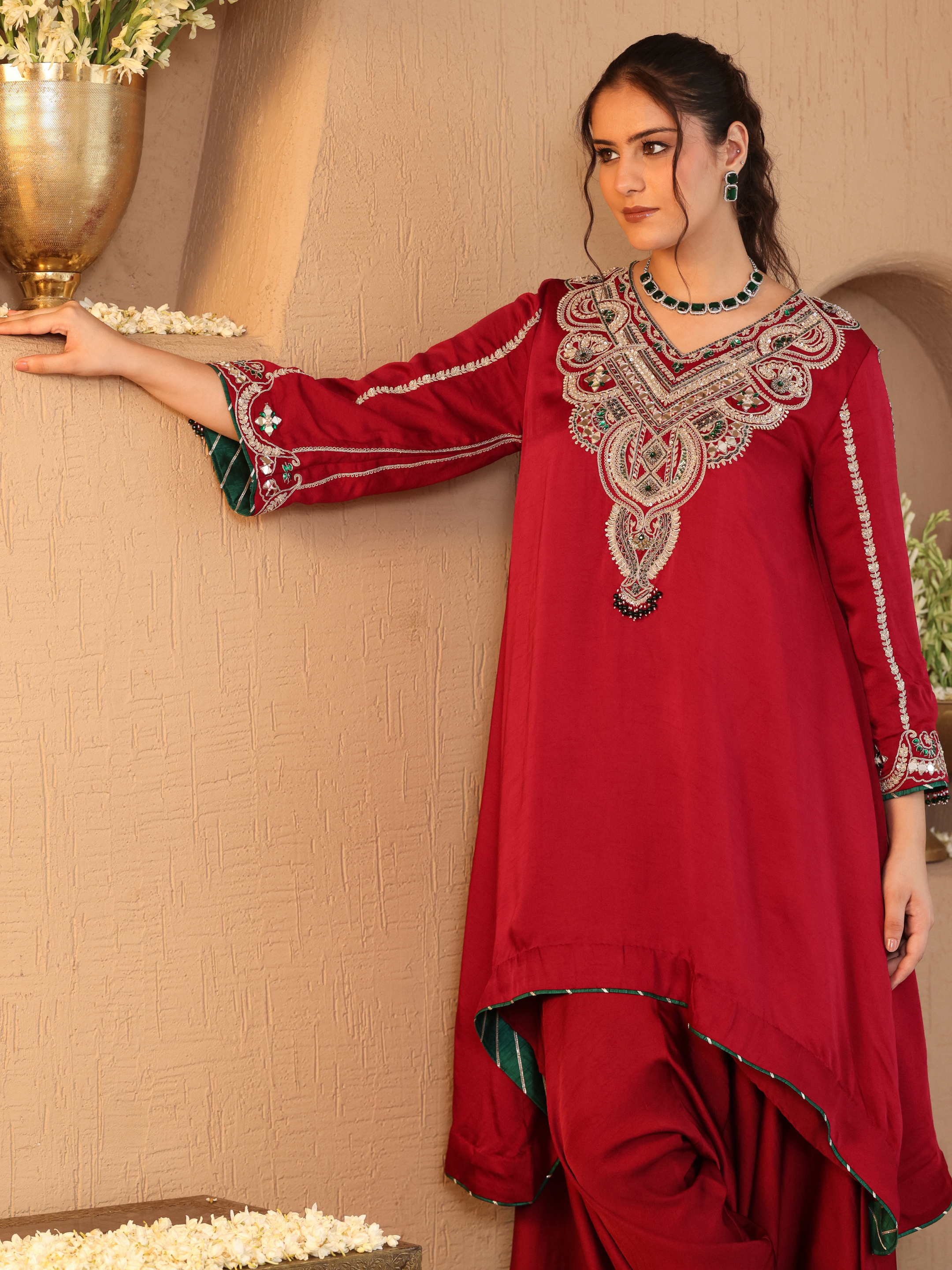 Ruby Red Emerald Coord Set