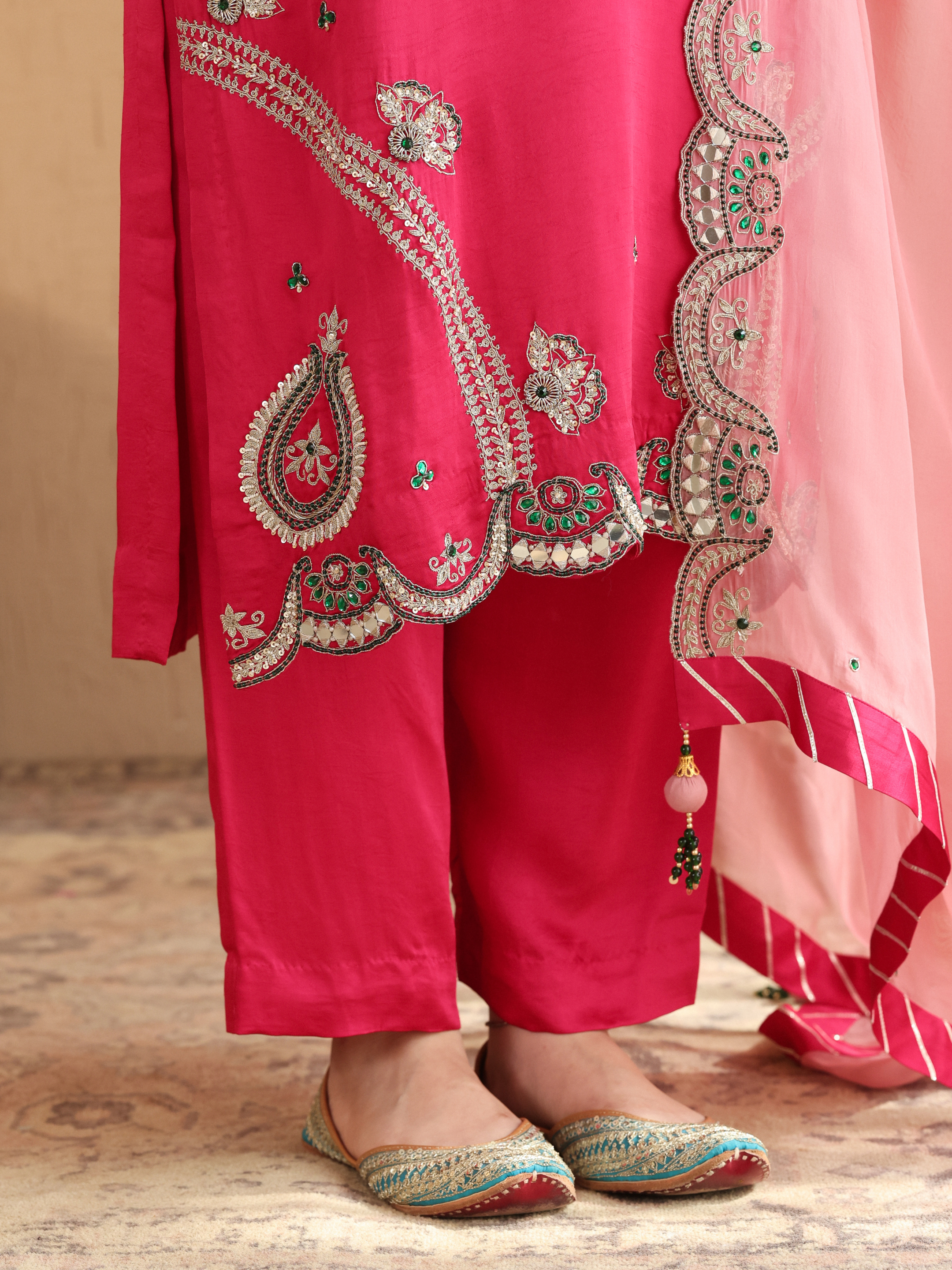 Fuchsia Pink Emerald Kurta Set