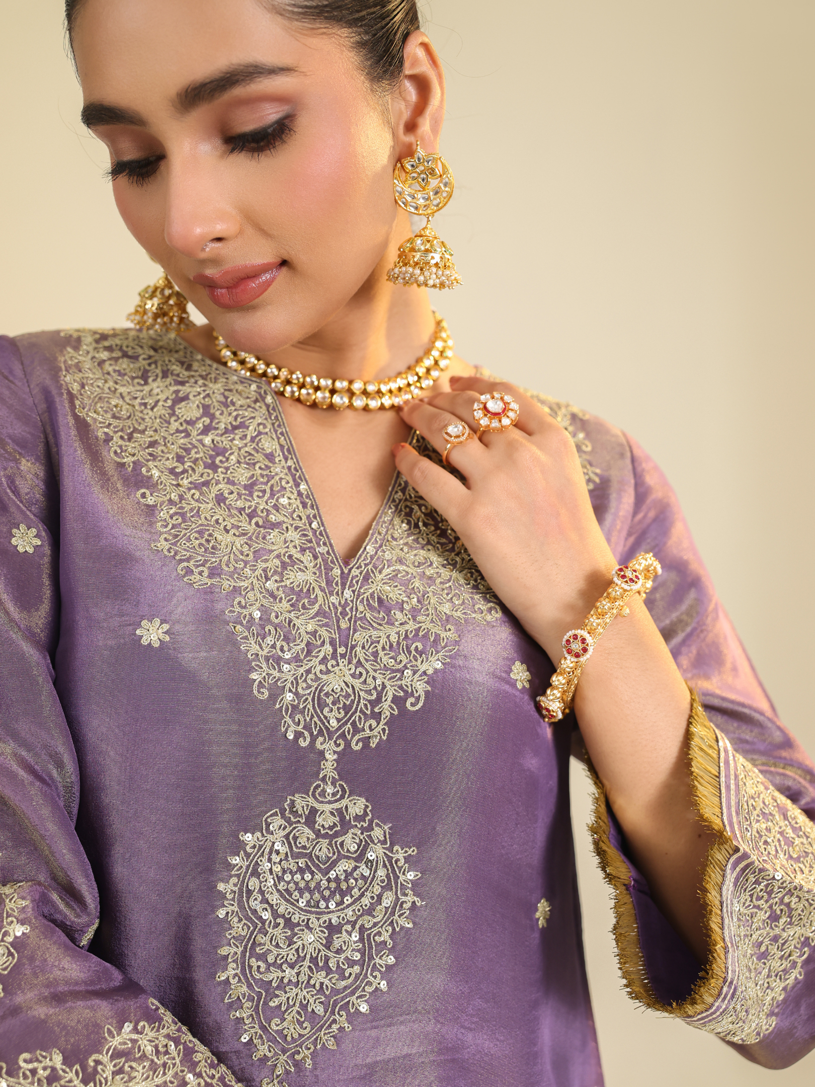 Purple Shimmer Begum Kurta Set